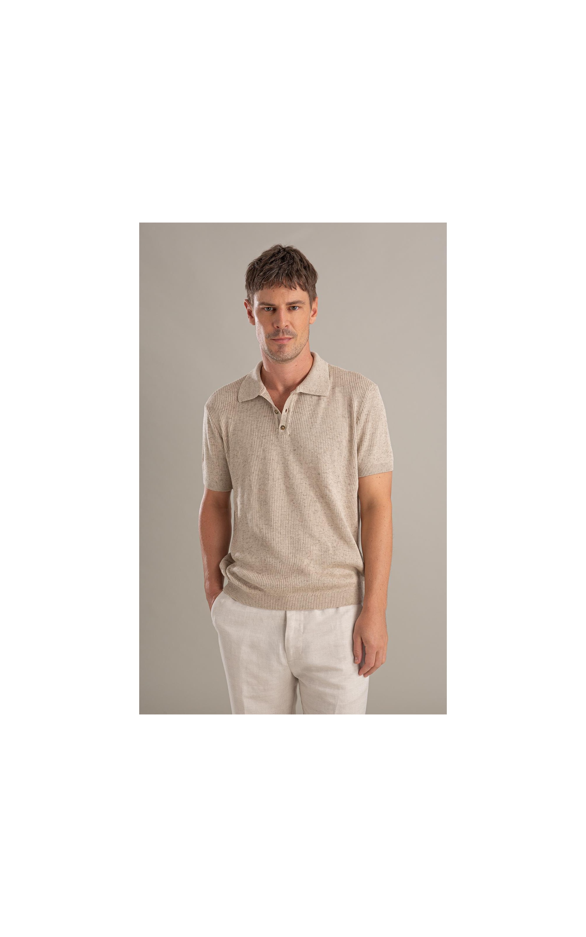 Tricot Polo Gui Mescla Mc Natural