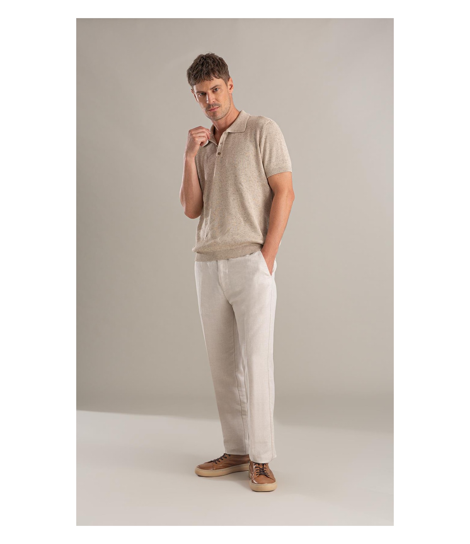 Tricot Polo Gui Mescla Mc Natural