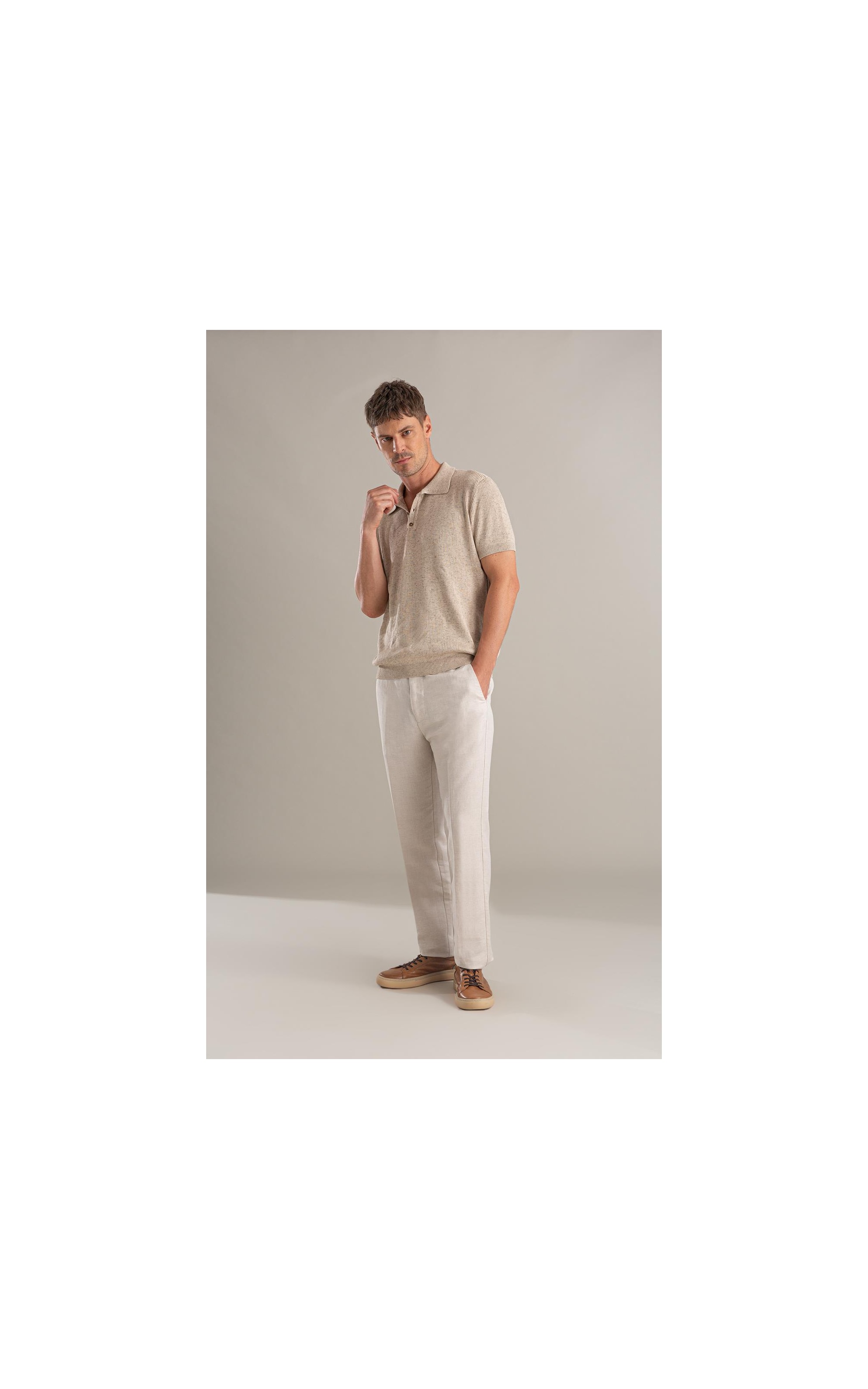Tricot Polo Gui Mescla Mc Natural
