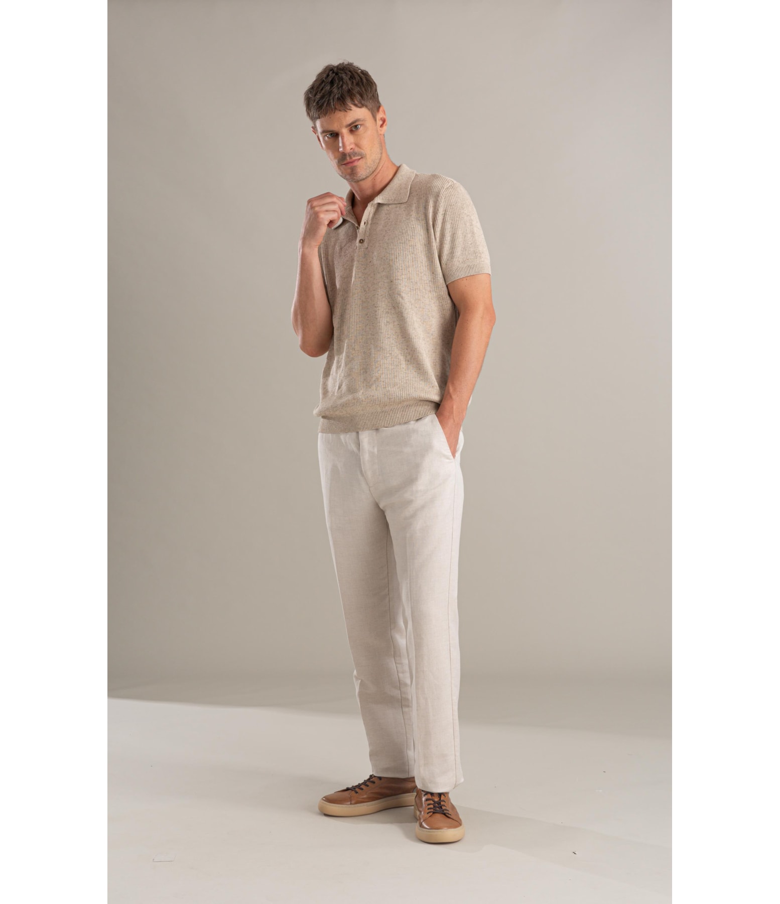 Tricot Polo Gui Mescla Mc Natural