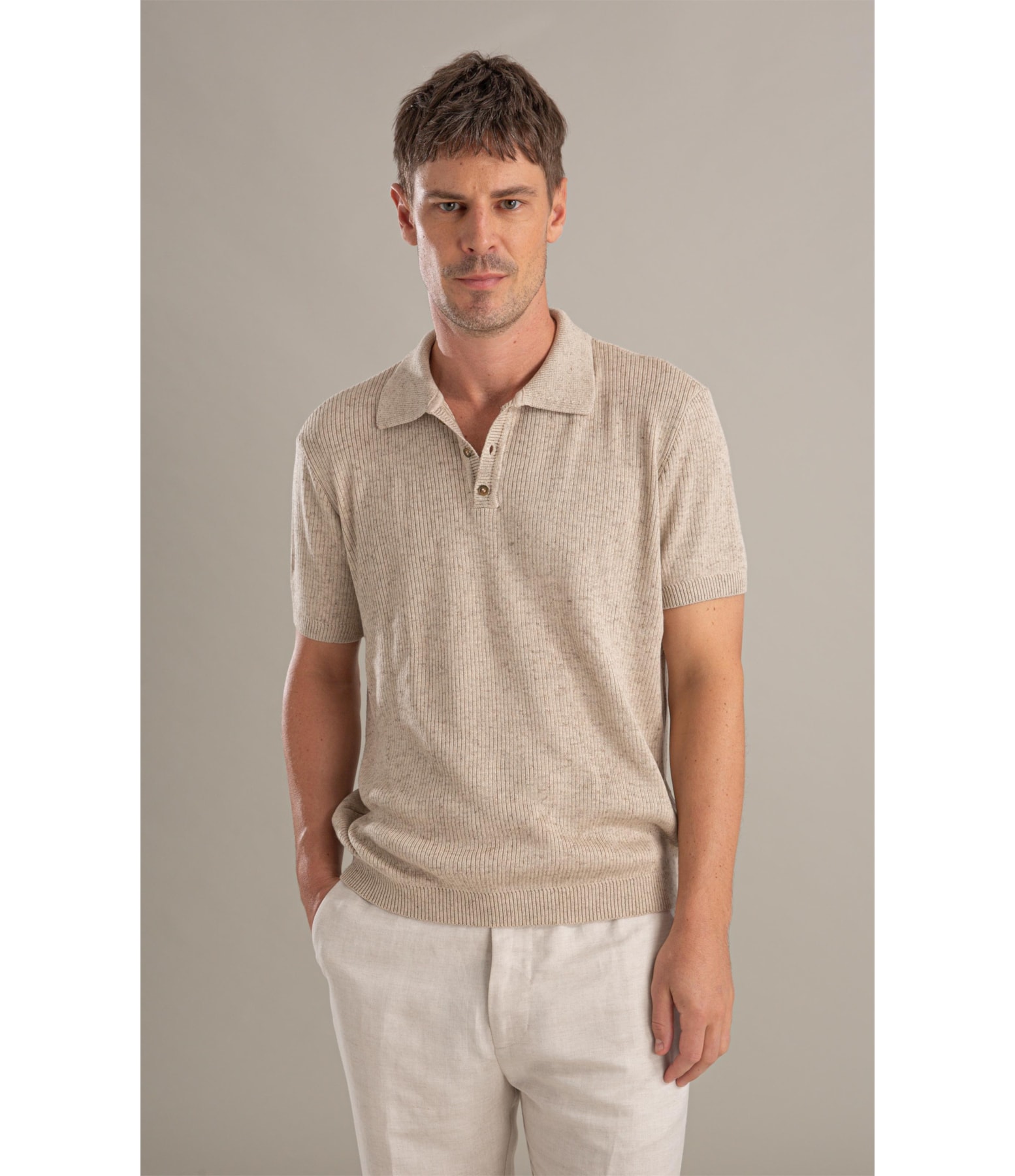 Tricot Polo Gui Mescla Mc Natural