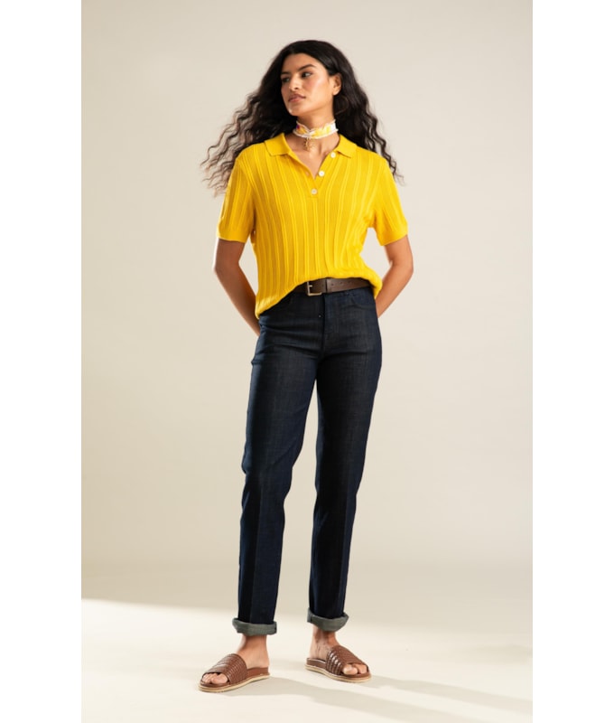 Tricot Polo Lya Listrado Amarelo