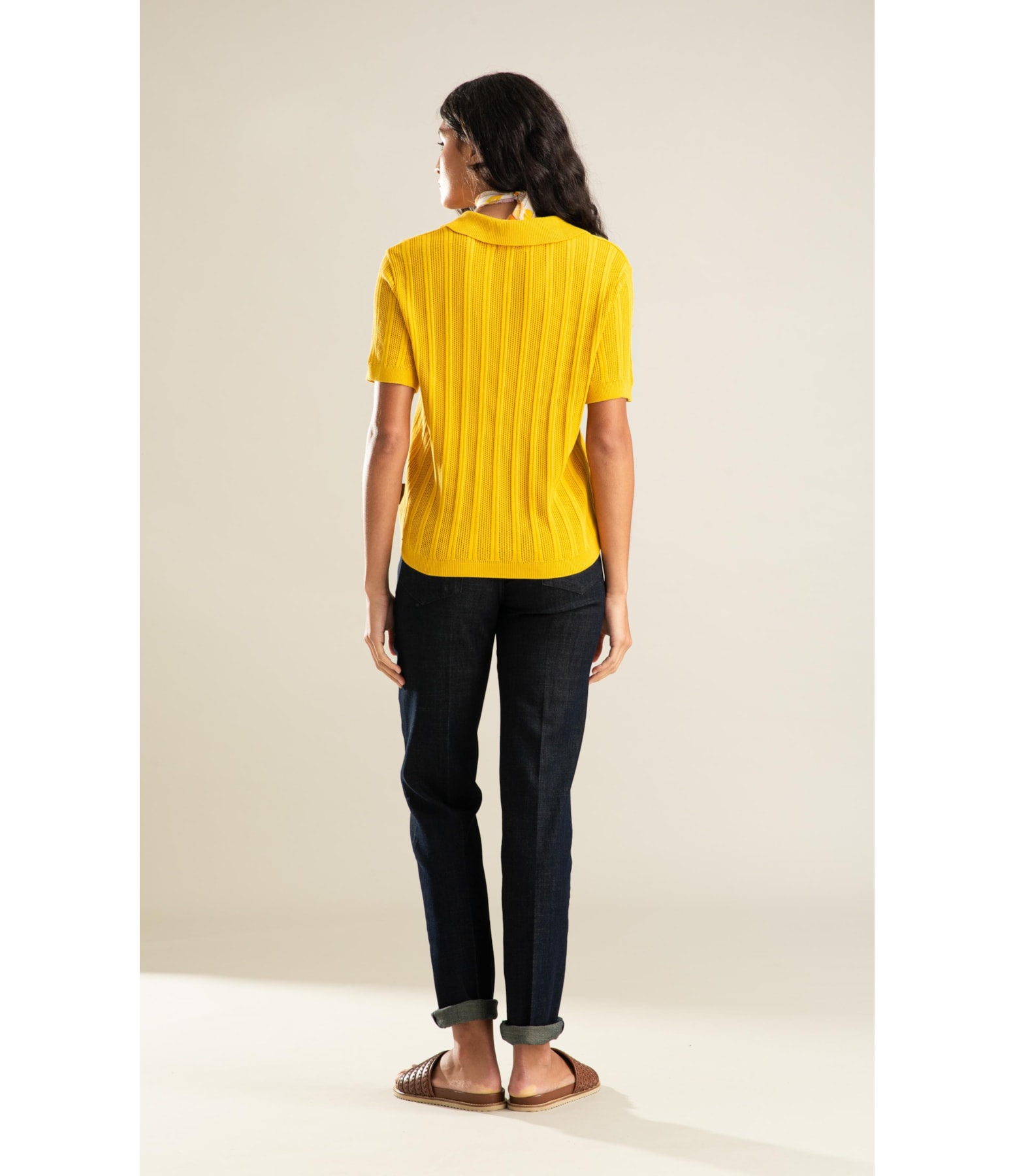 Tricot Polo Lya Listrado Amarelo