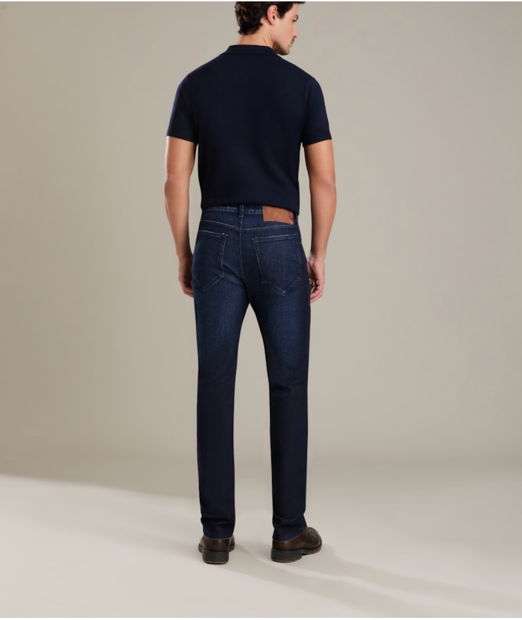 Tricot Polo Manga Curta Dark Navy