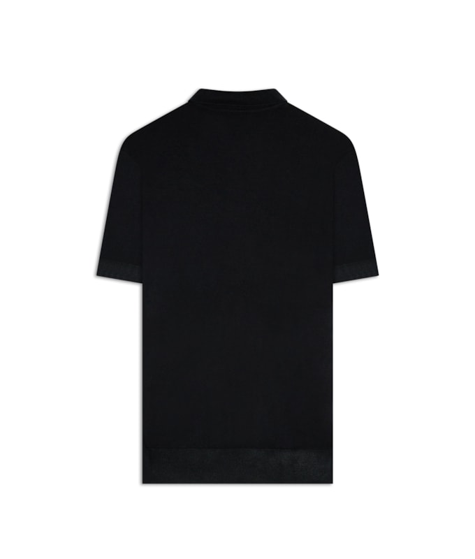Tricot Polo Manga Curta Preto
