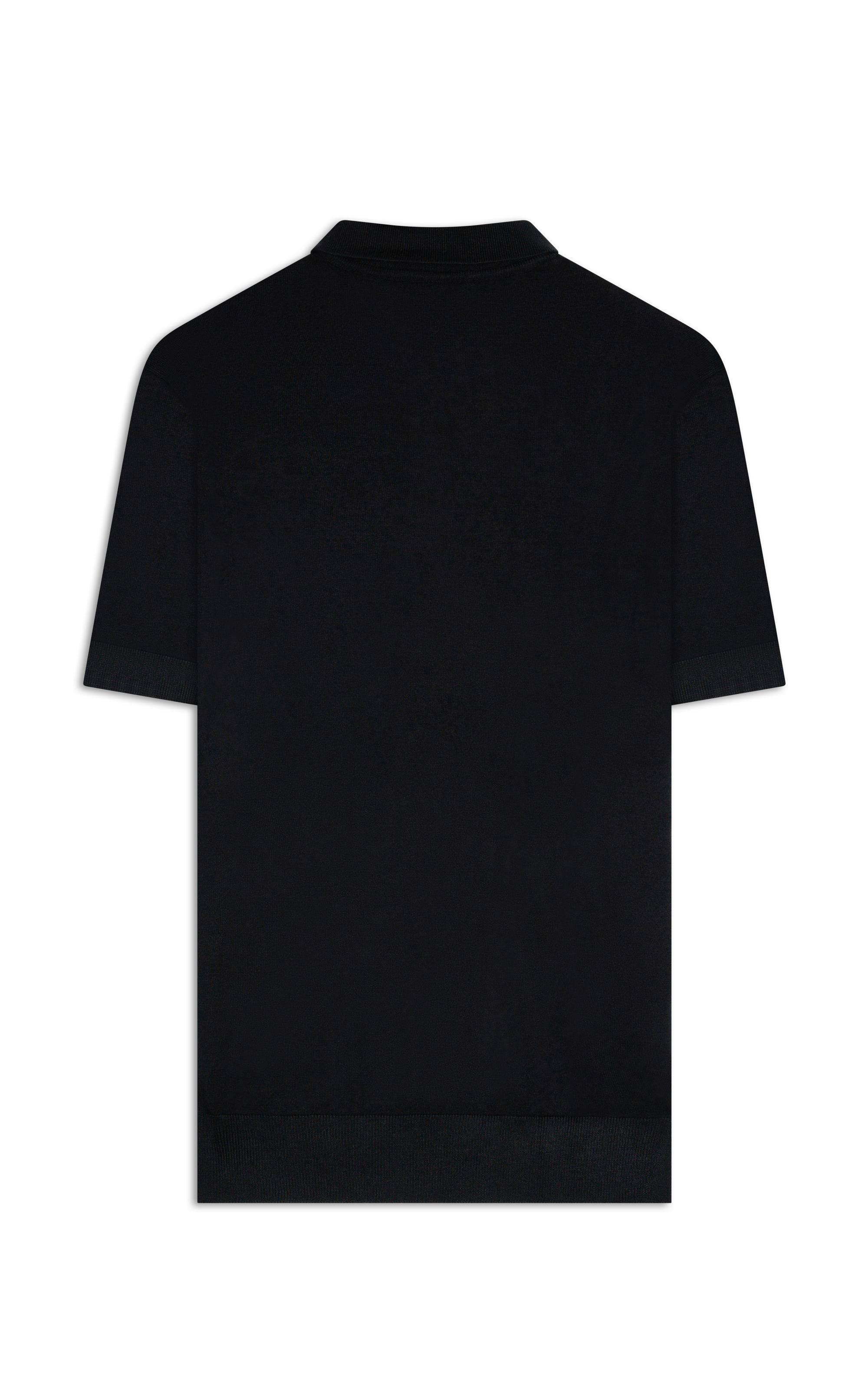 Tricot Polo Manga Curta Preto