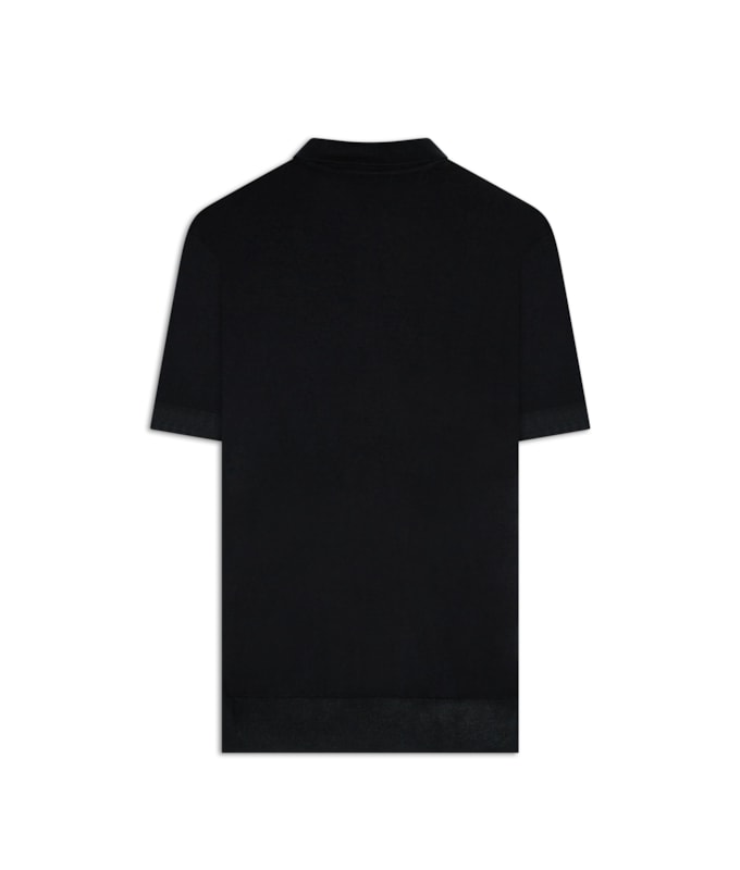 Tricot Polo Manga Curta Preto