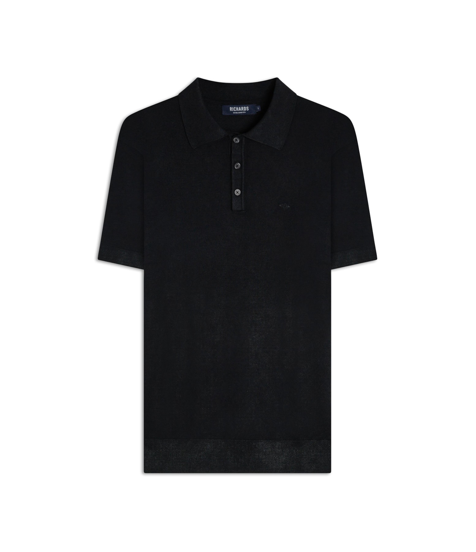 Tricot Polo Manga Curta Preto
