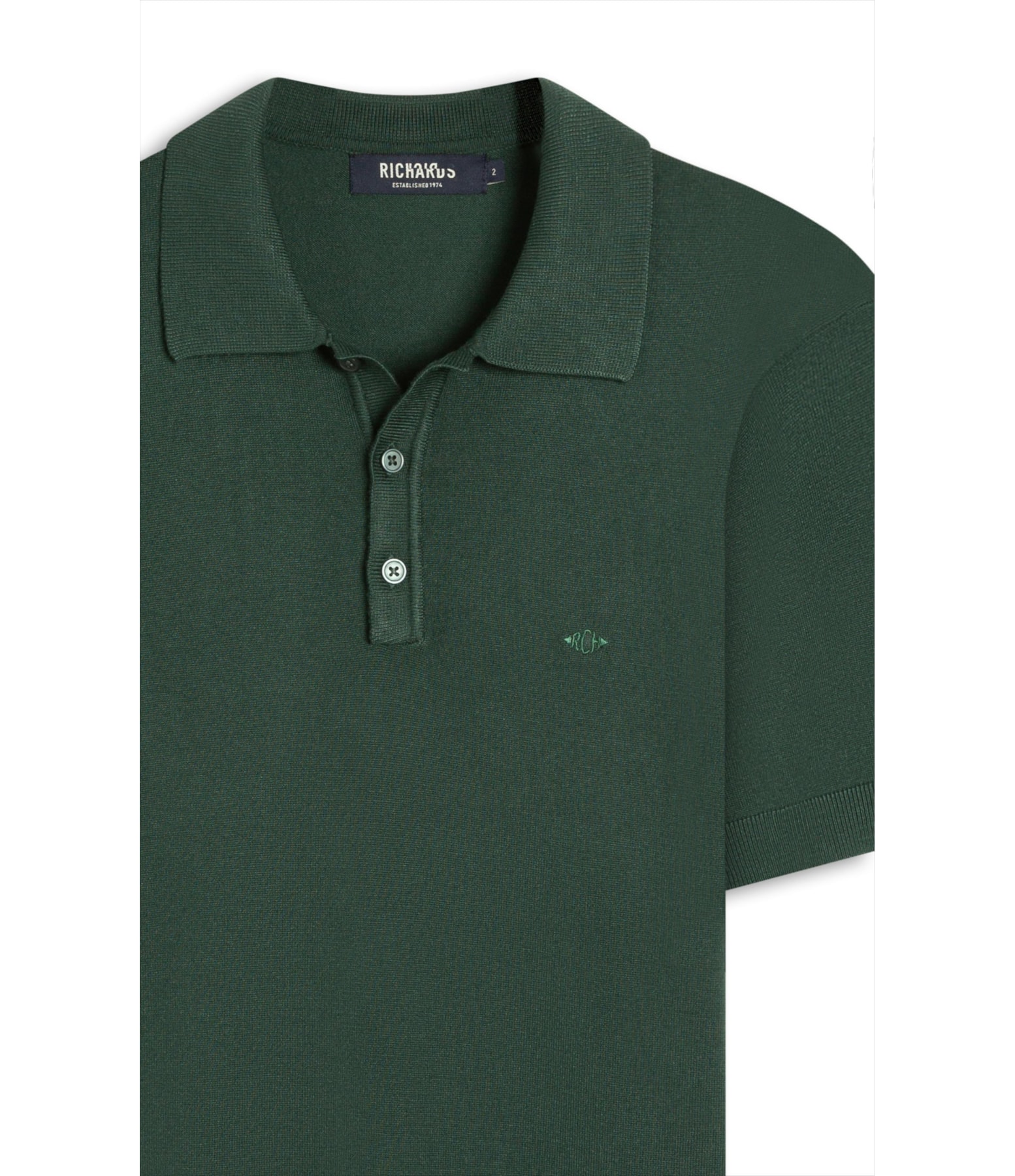 Tricot Polo Manga Curta Verde Escuro