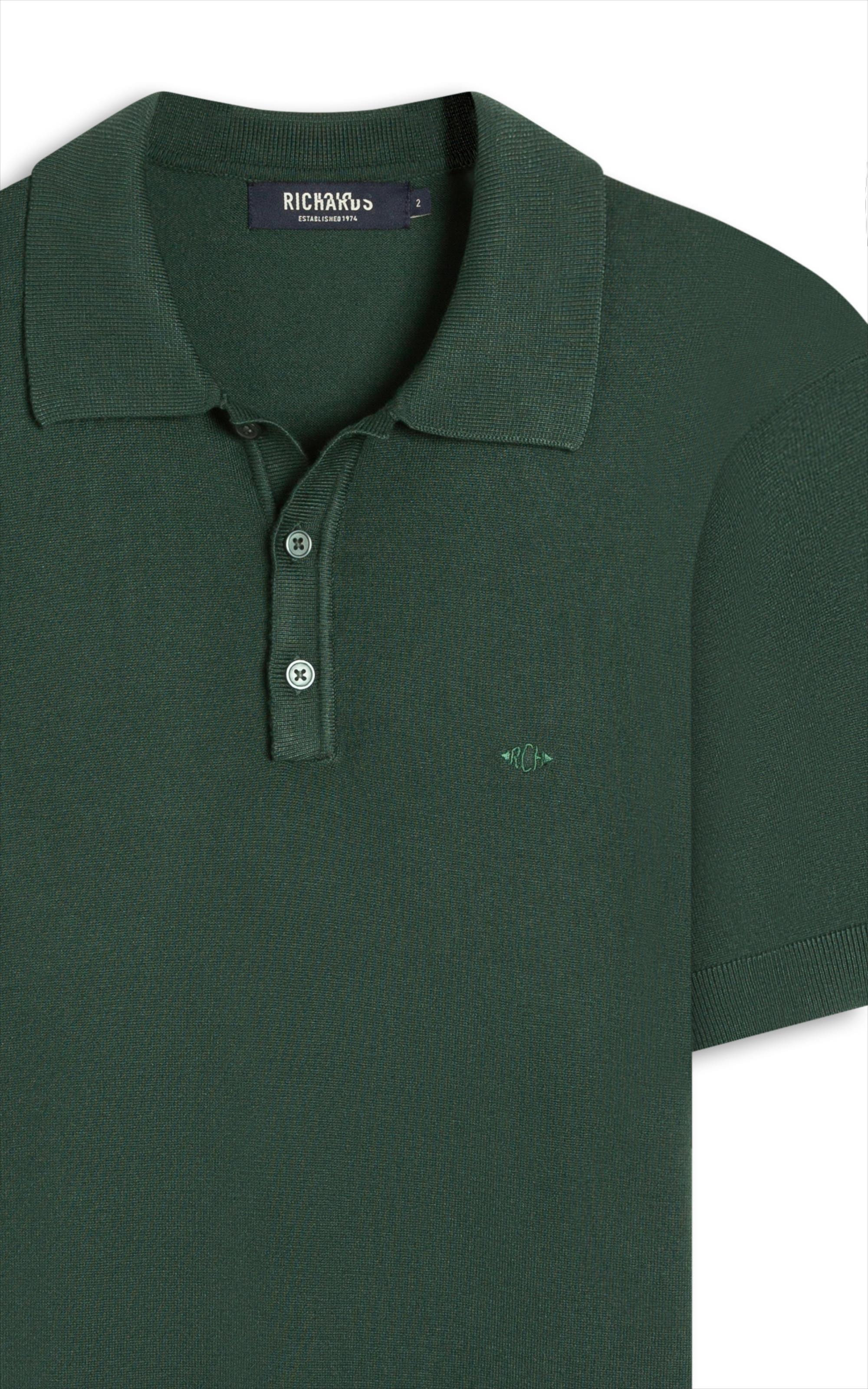 Tricot Polo Manga Curta Verde Escuro