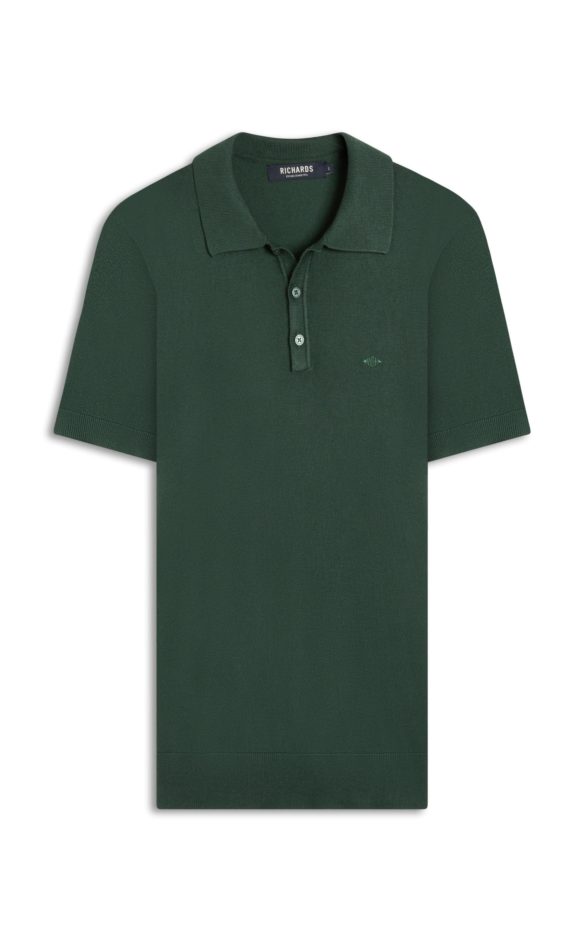 Tricot Polo Manga Curta Verde Escuro