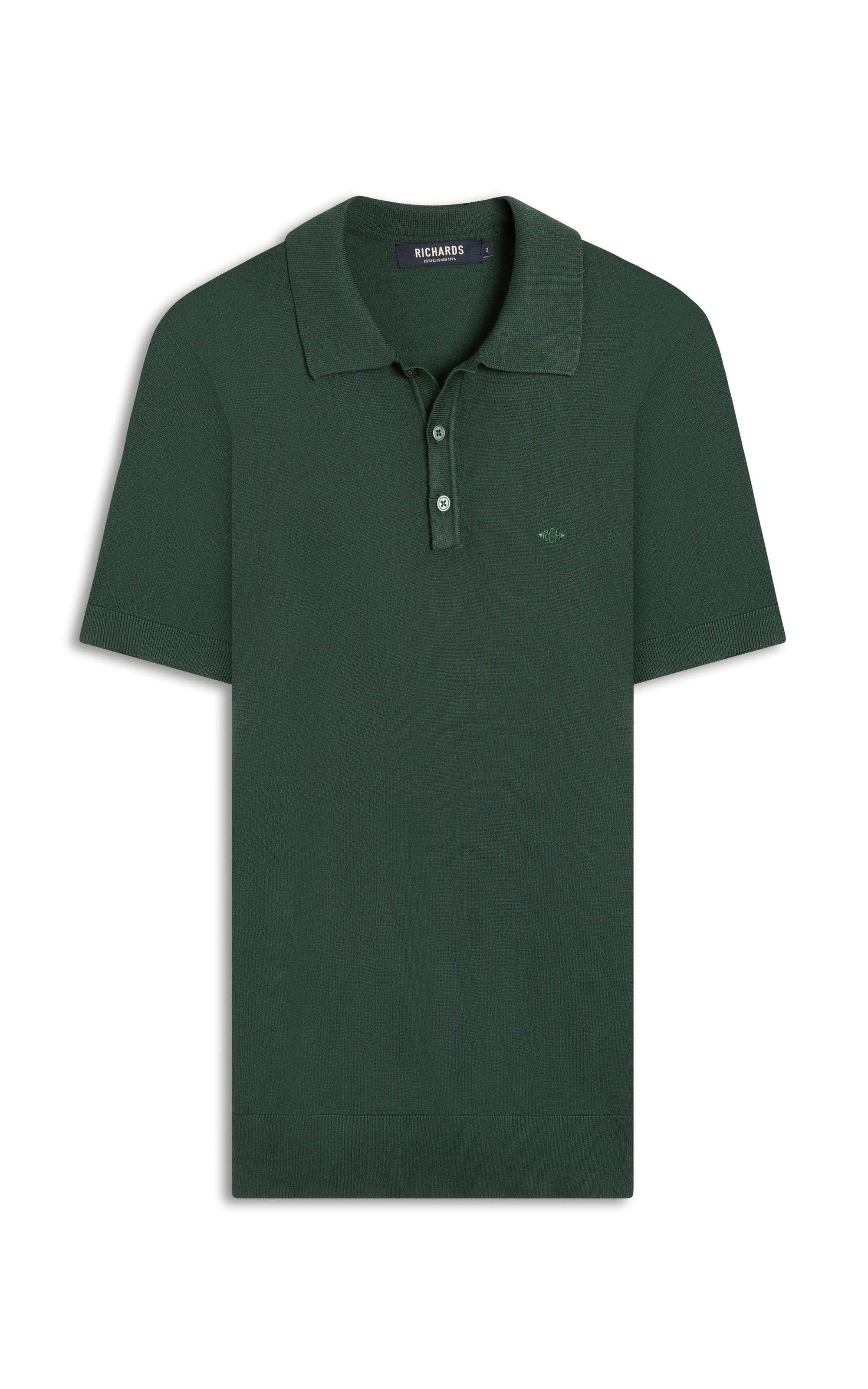 Tricot Polo Manga Curta Verde Escuro