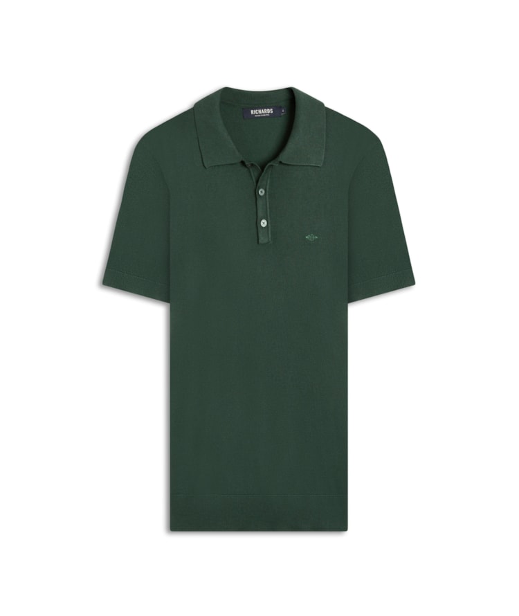 Tricot Polo Manga Curta Verde Escuro
