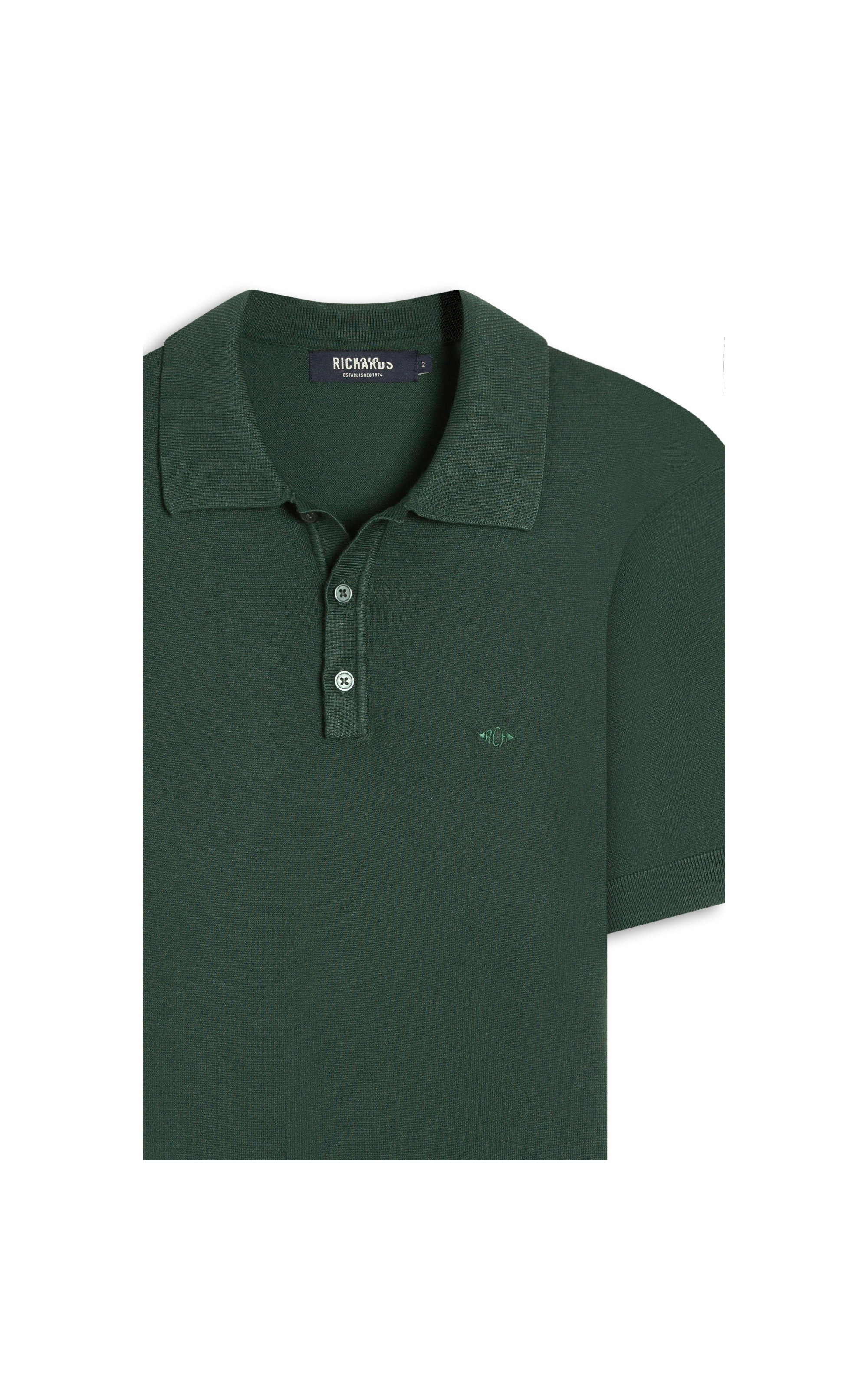 Tricot Polo Manga Curta Verde Escuro