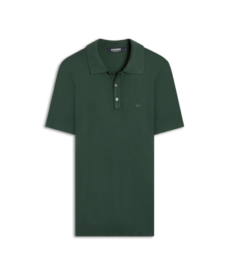 Tricot Polo Manga Curta Verde Escuro