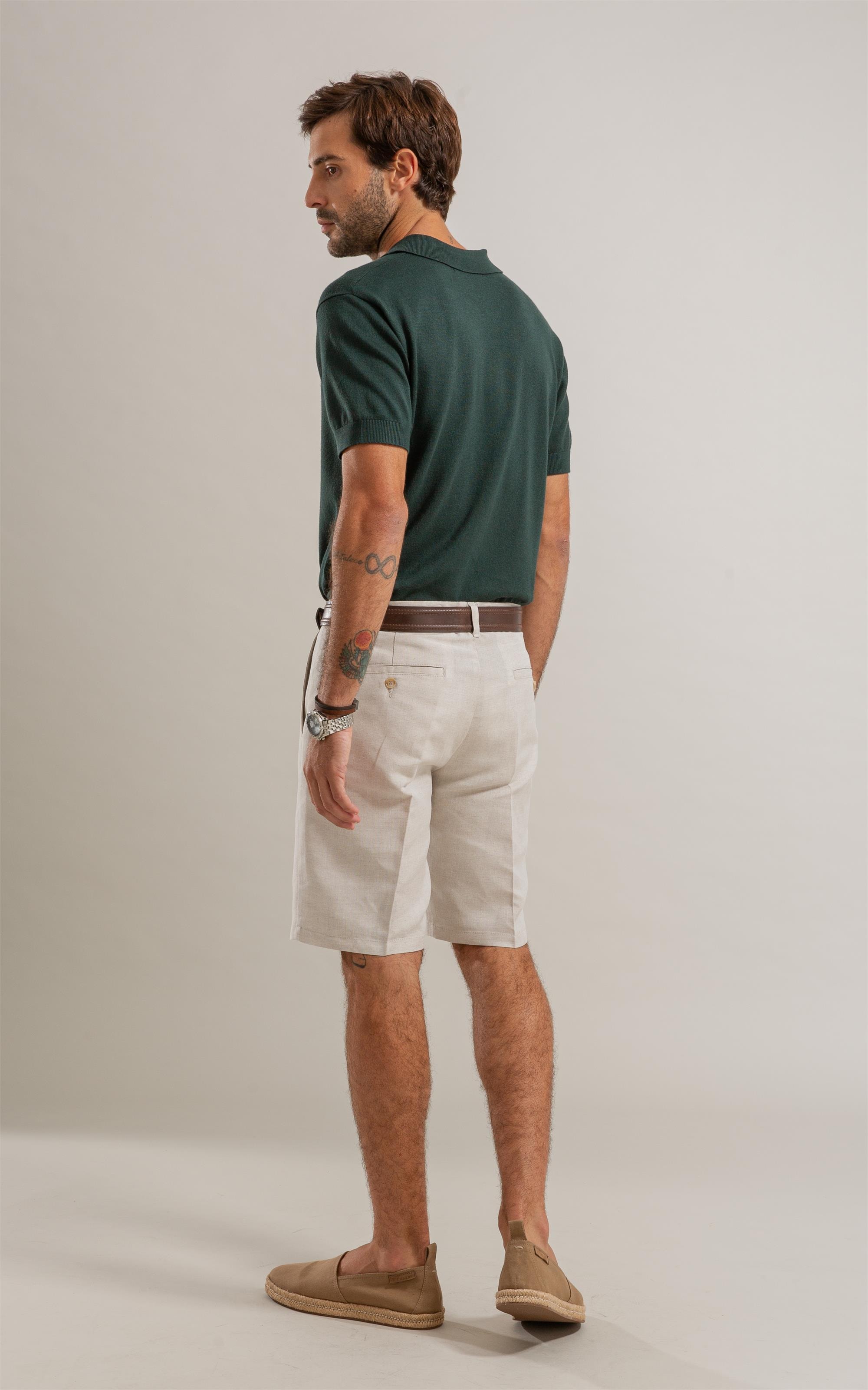 Tricot Polo Manga Curta Verde Escuro