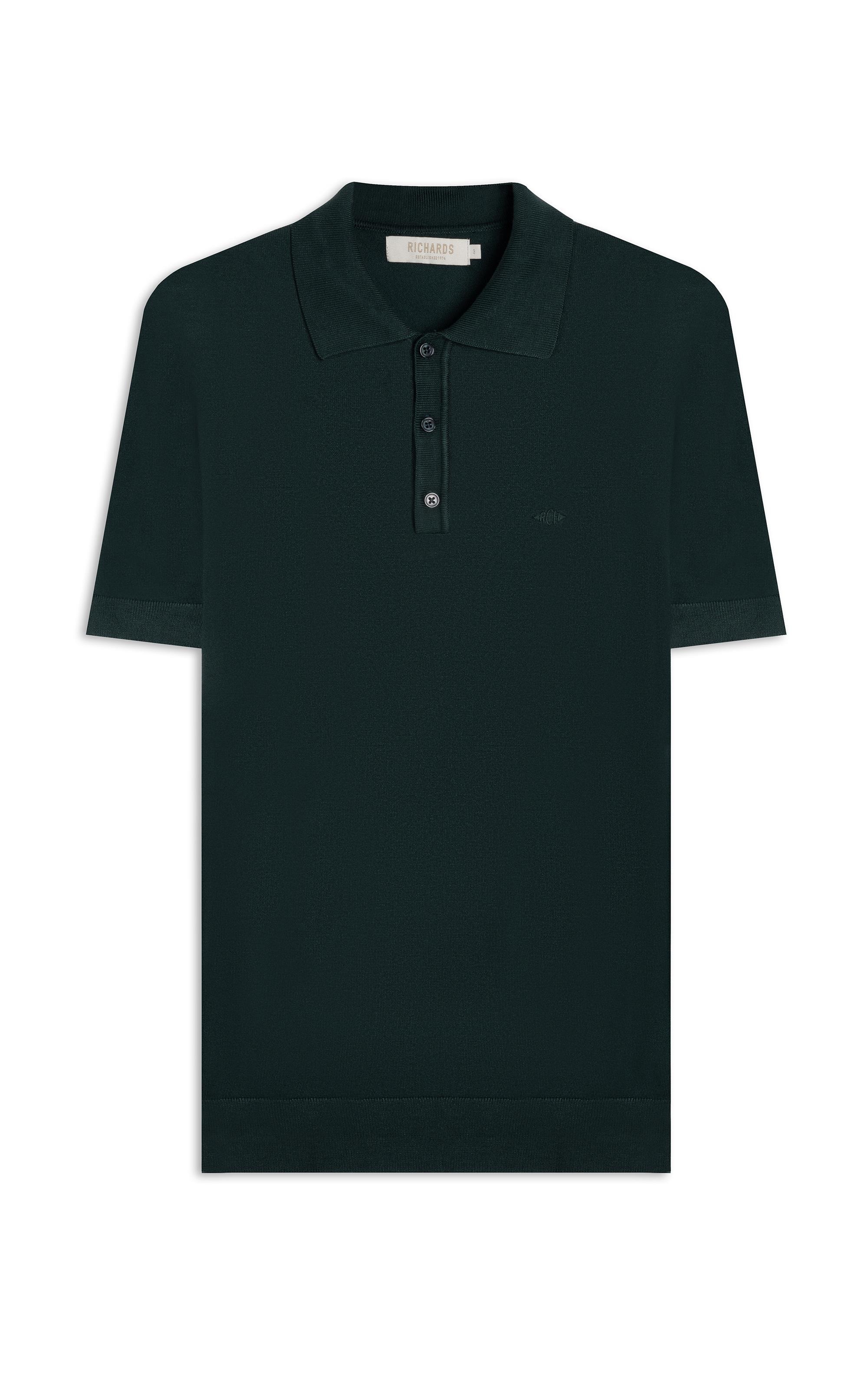 Tricot Polo Manga Curta Verde Escuro