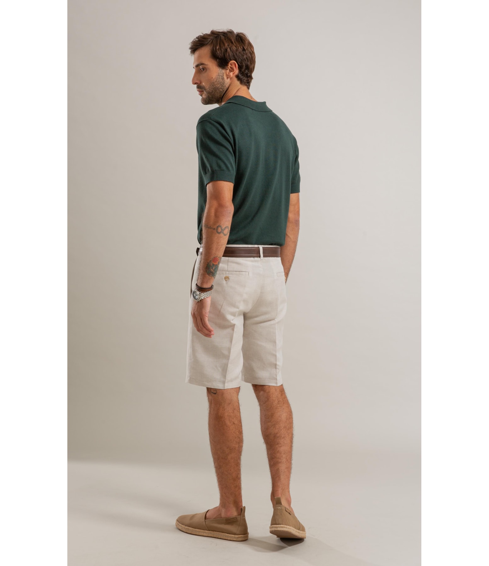 Tricot Polo Manga Curta Verde Escuro