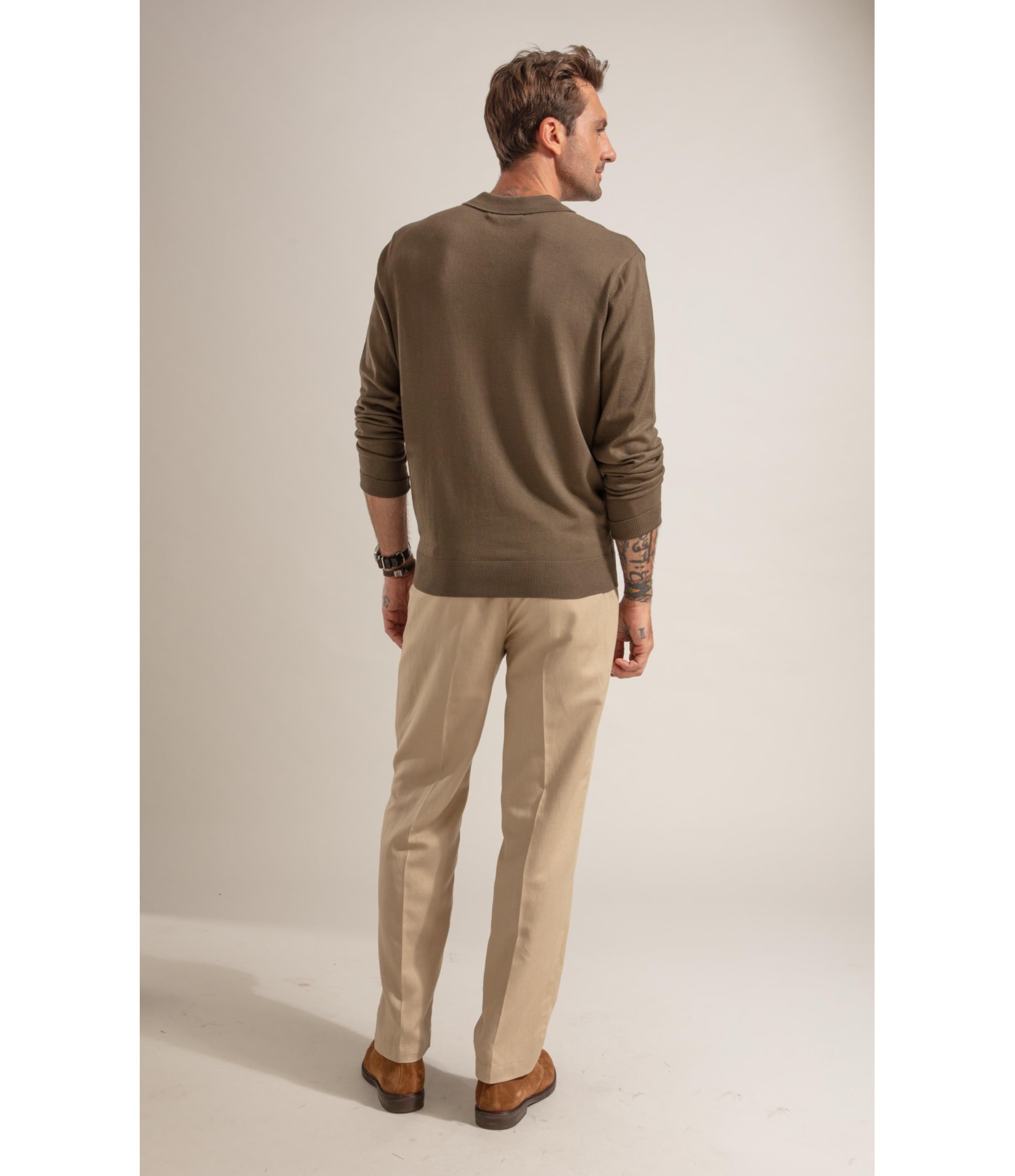 Tricot Polo Manga Longa Castor