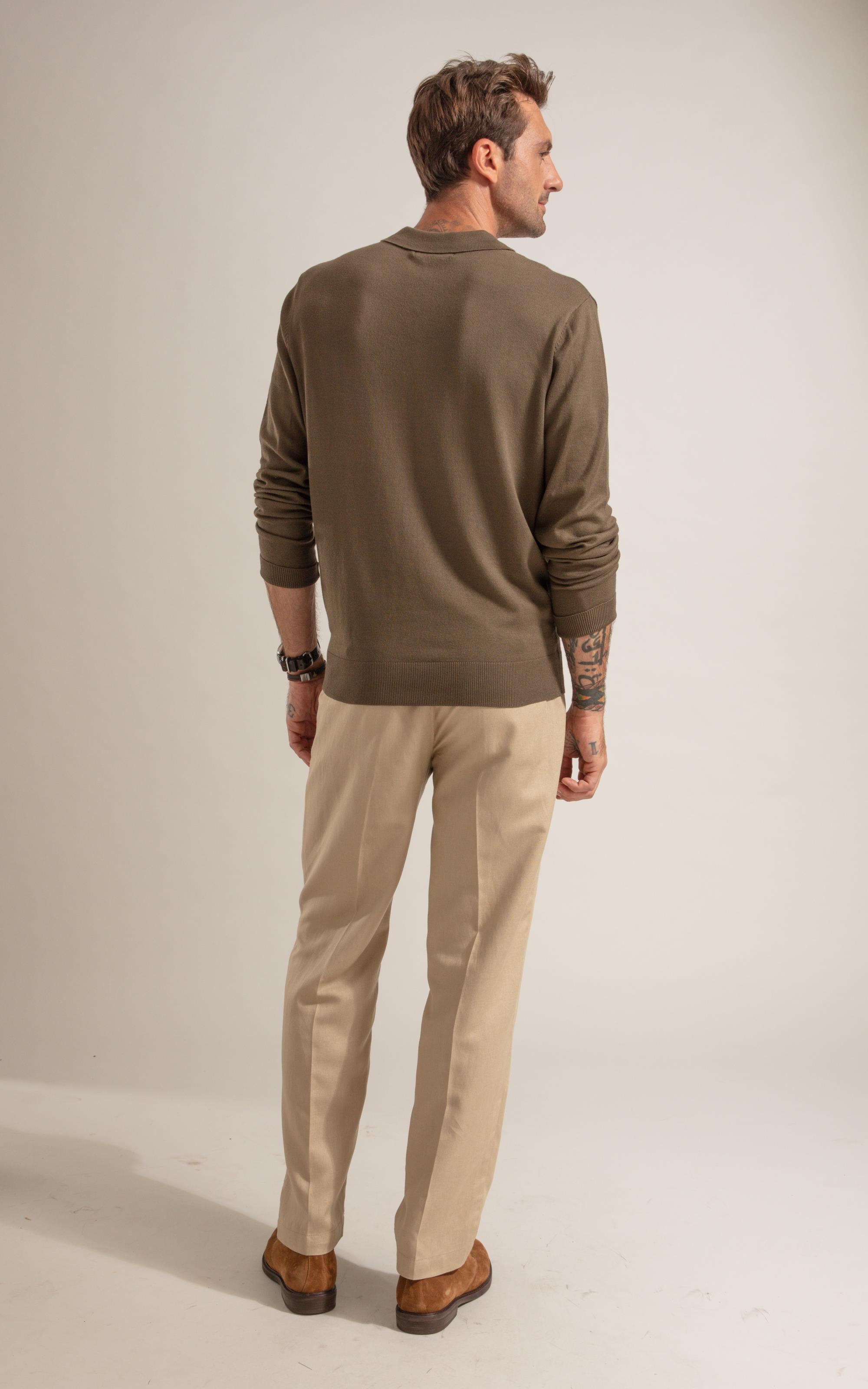 Tricot Polo Manga Longa Castor