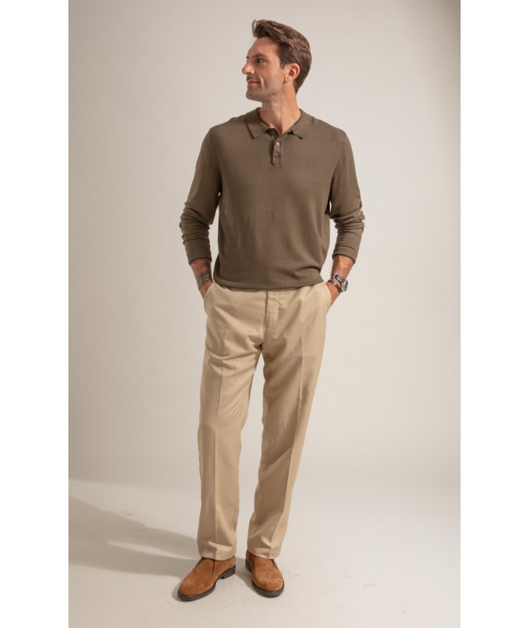 Tricot Polo Manga Longa Castor