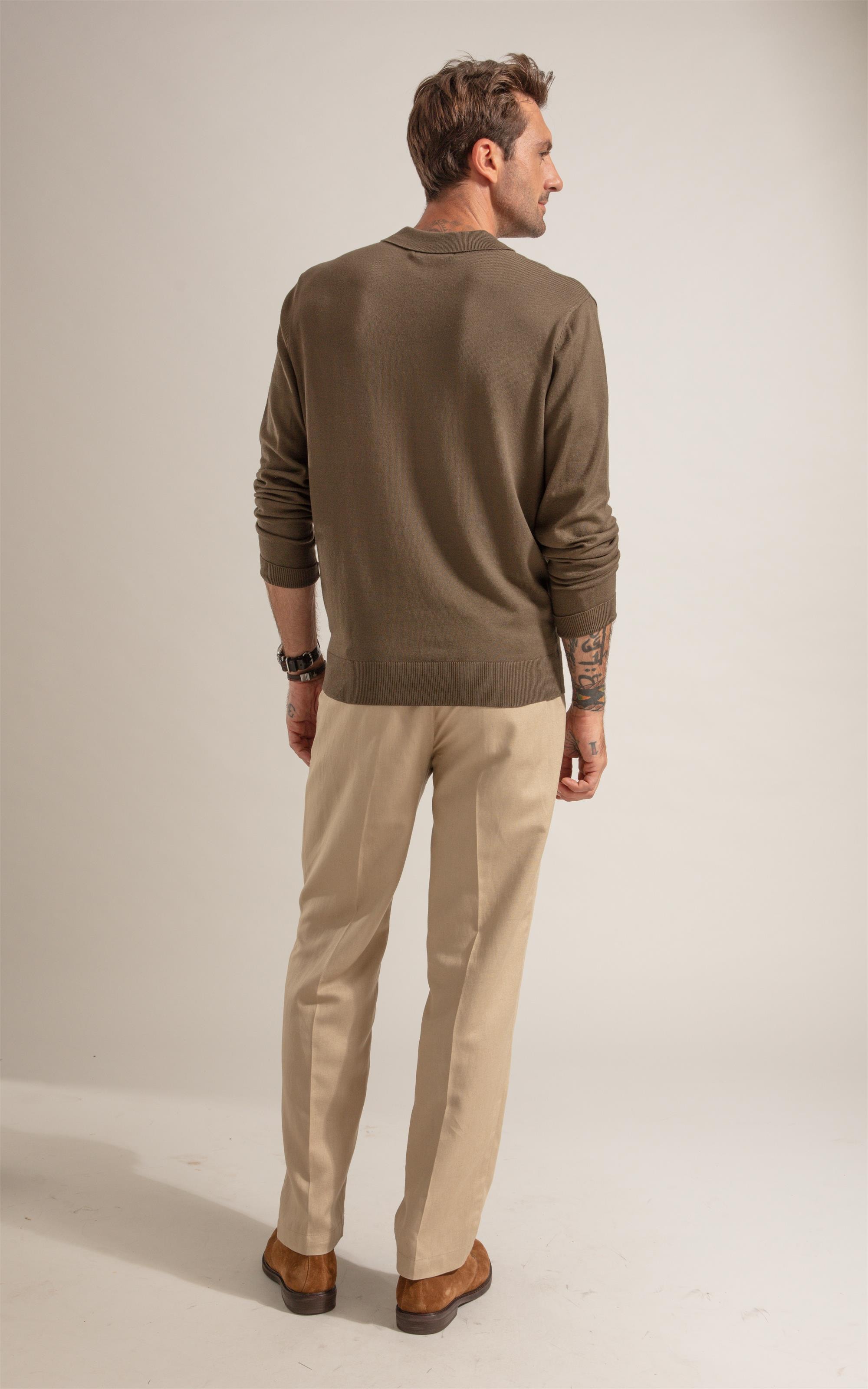 Tricot Polo Manga Longa Castor