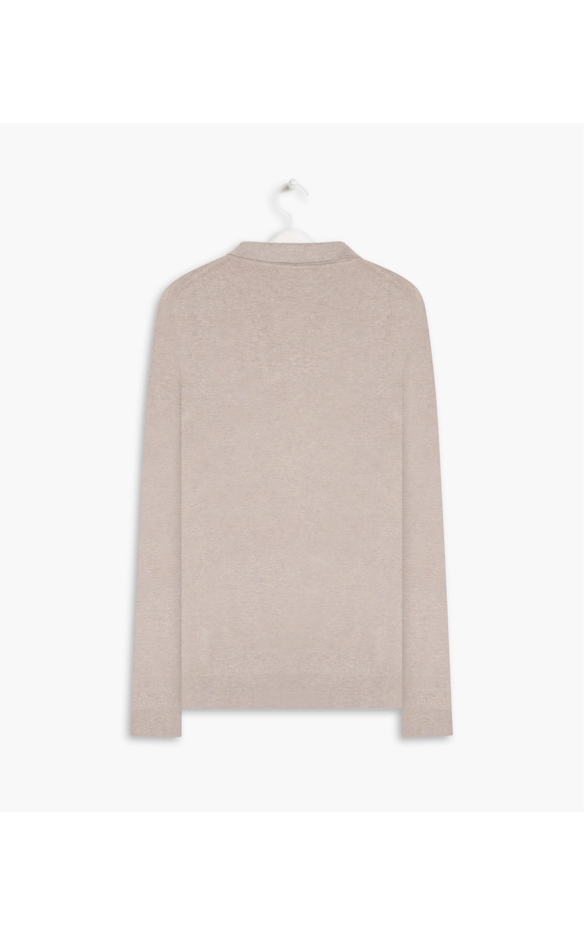 Tricot Polo Manga Longa Cinza Claro
