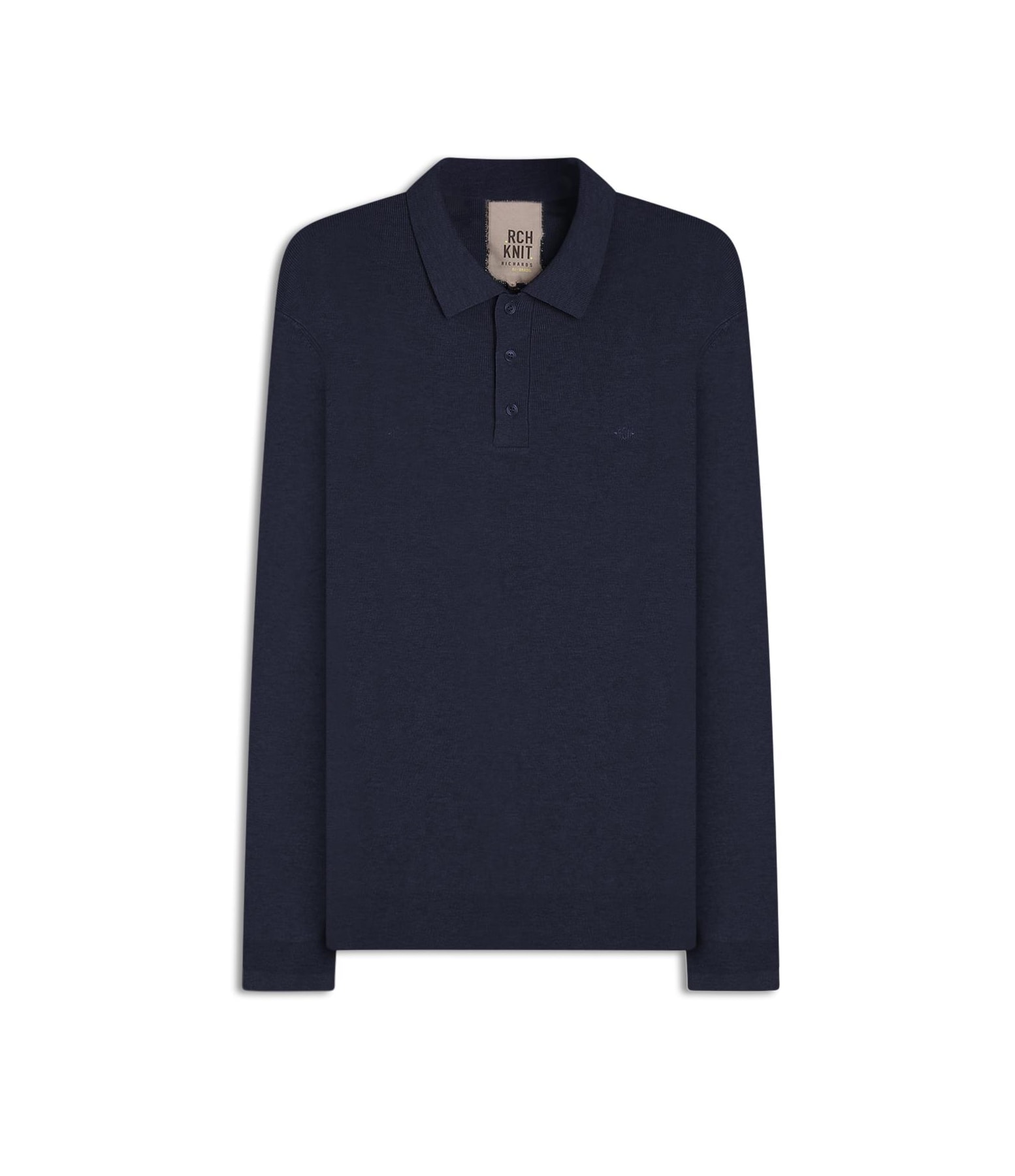 Tricot Polo Manga Longa Dark Navy