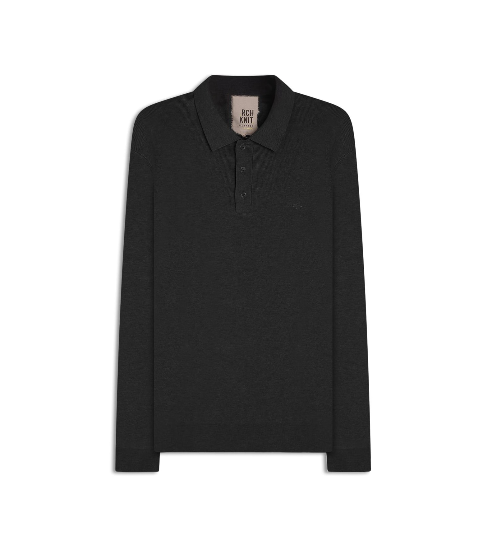 Tricot Polo Manga Longa Preto