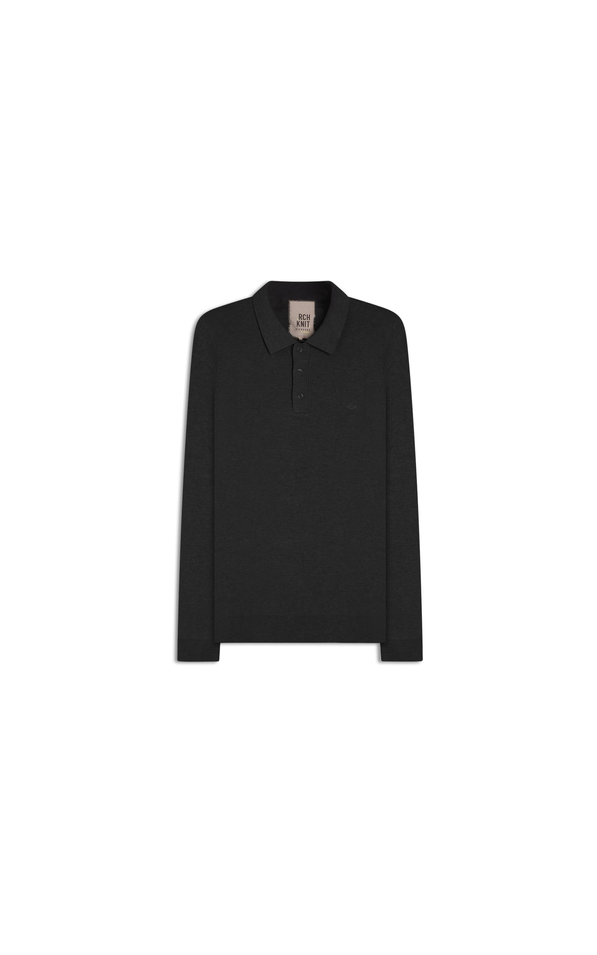 Tricot Polo Manga Longa Preto