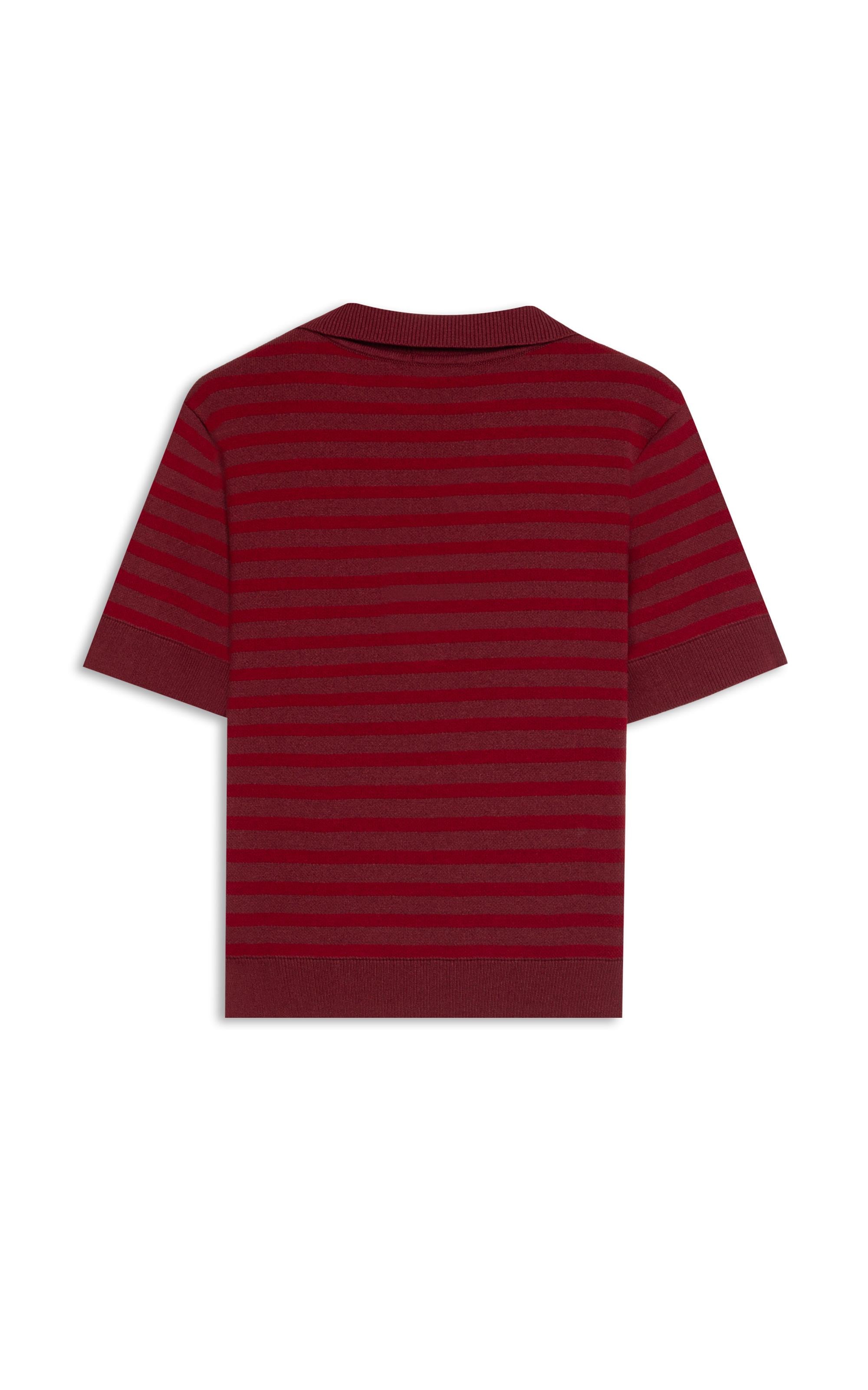 Tricot Polo Margot Listrado Modal Vinho