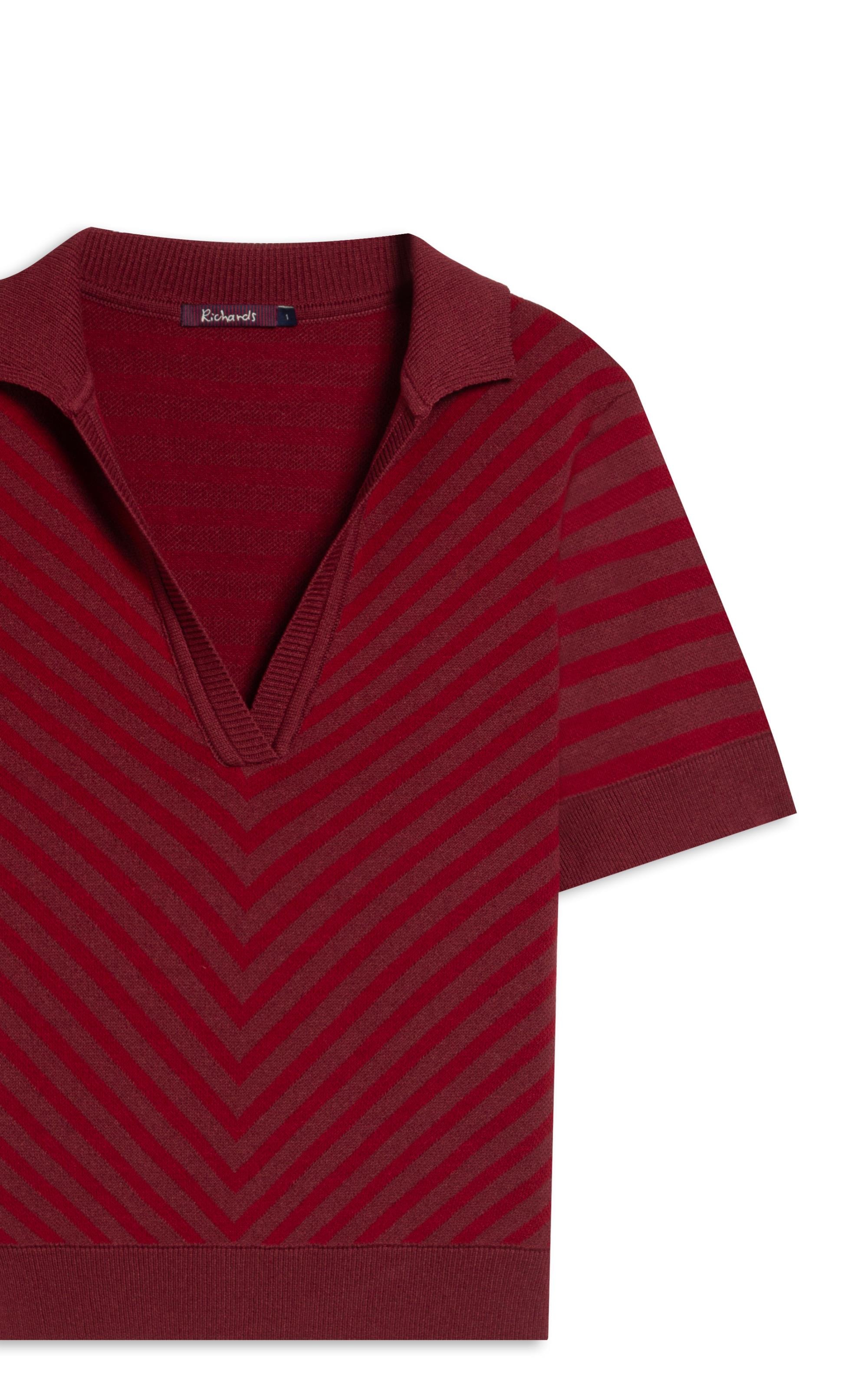 Tricot Polo Margot Listrado Modal Vinho
