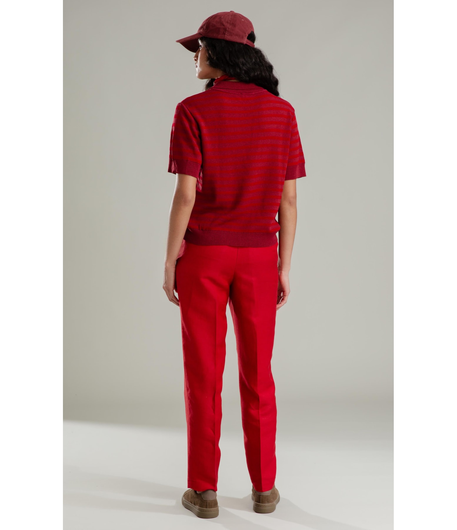 Tricot Polo Margot Listrado Modal Vinho