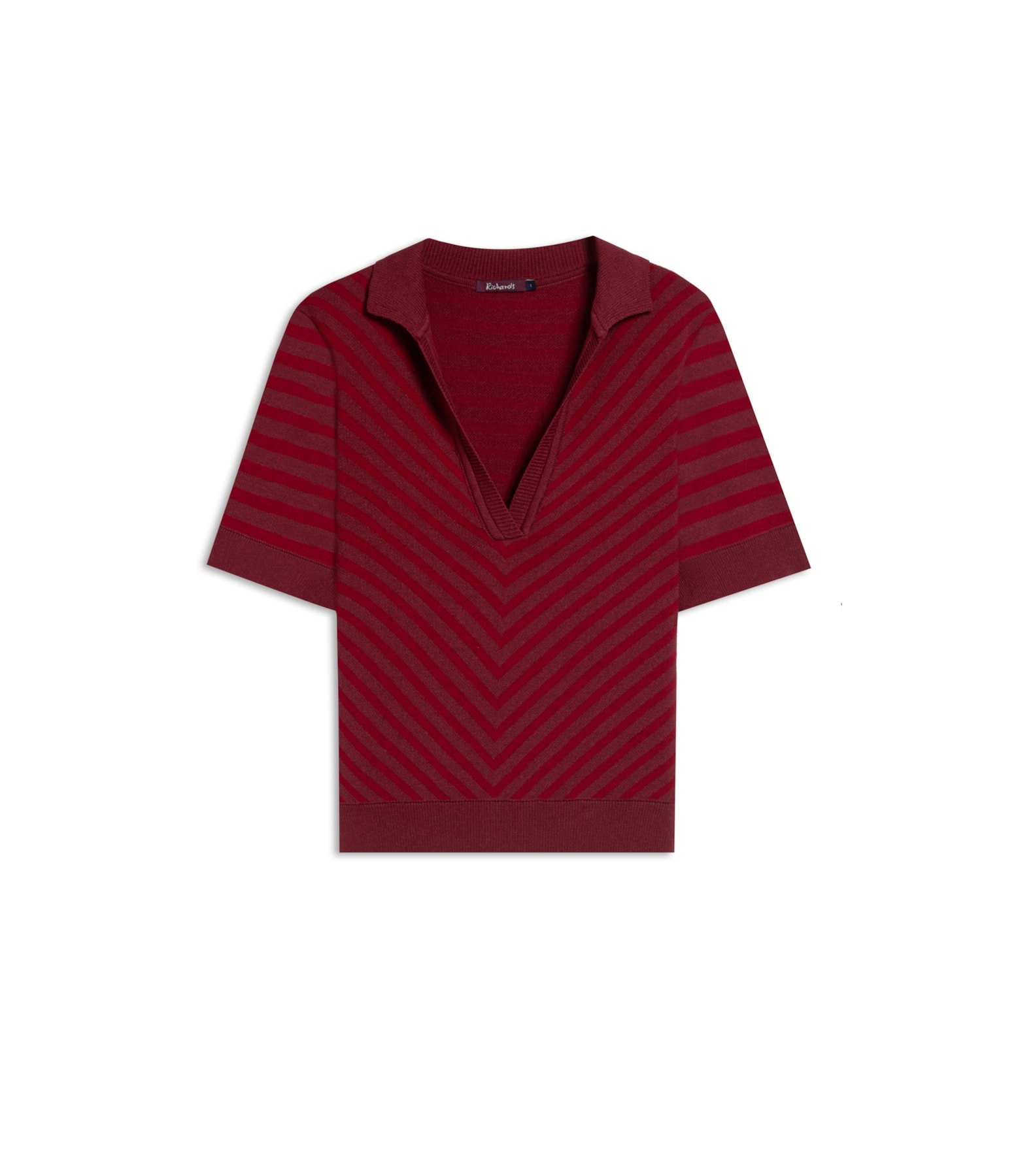Tricot Polo Margot Listrado Modal Vinho