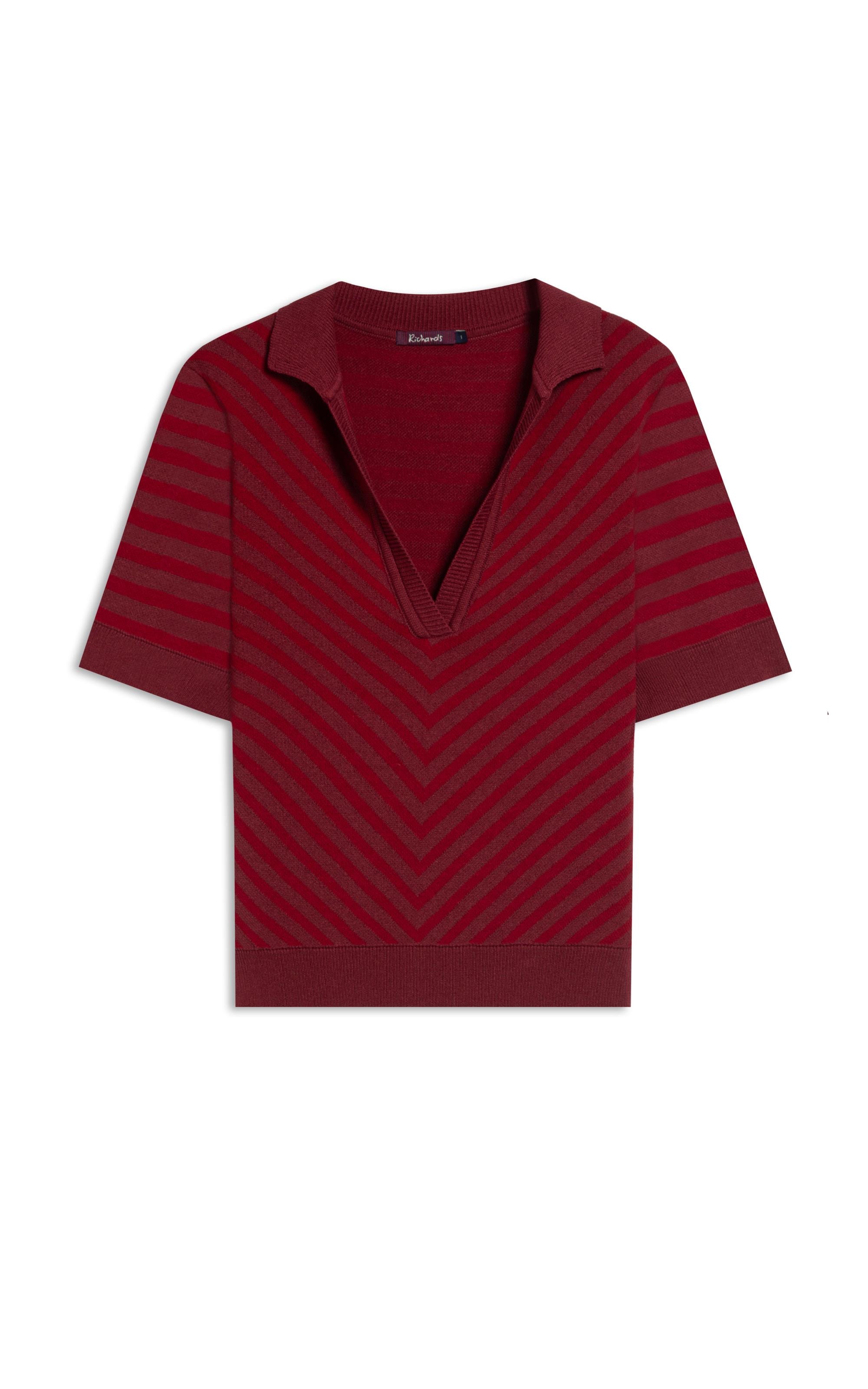 Tricot Polo Margot Listrado Modal Vinho