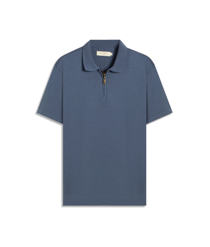 Tricot Polo Matteo Ziper Serido Mc Azul Jeans