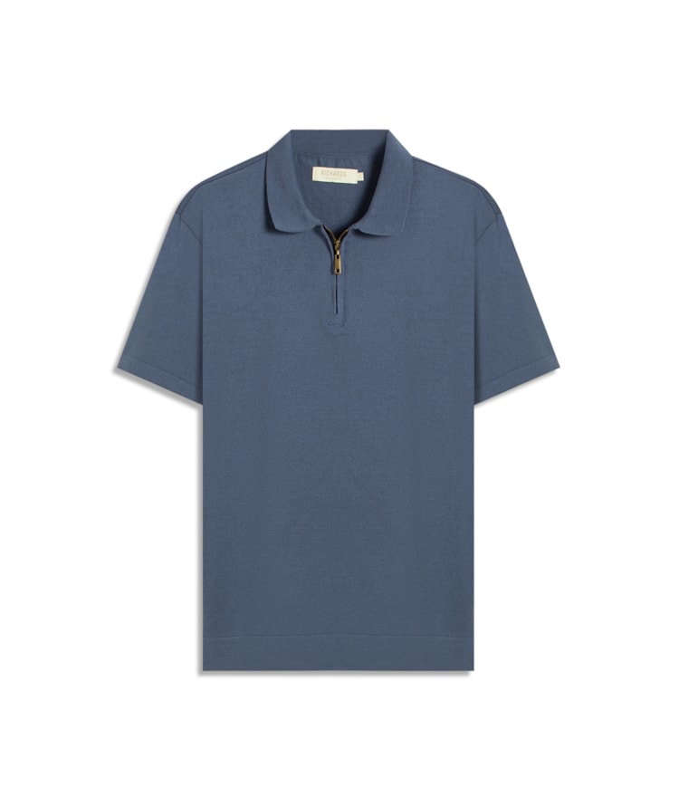 Tricot Polo Matteo Ziper Serido Mc Azul Jeans