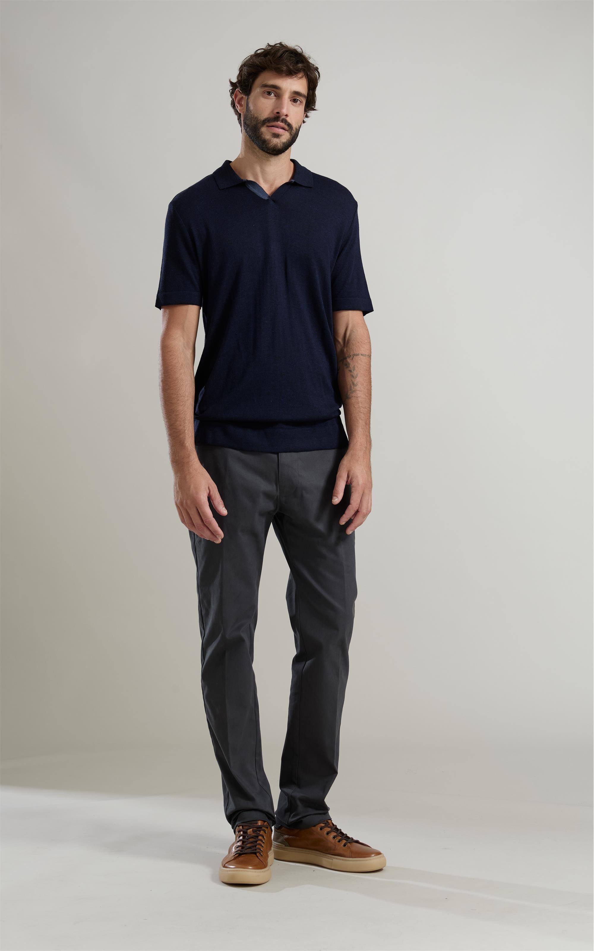 Tricot Polo Mm Mescla Bicolor Marinho Mescla