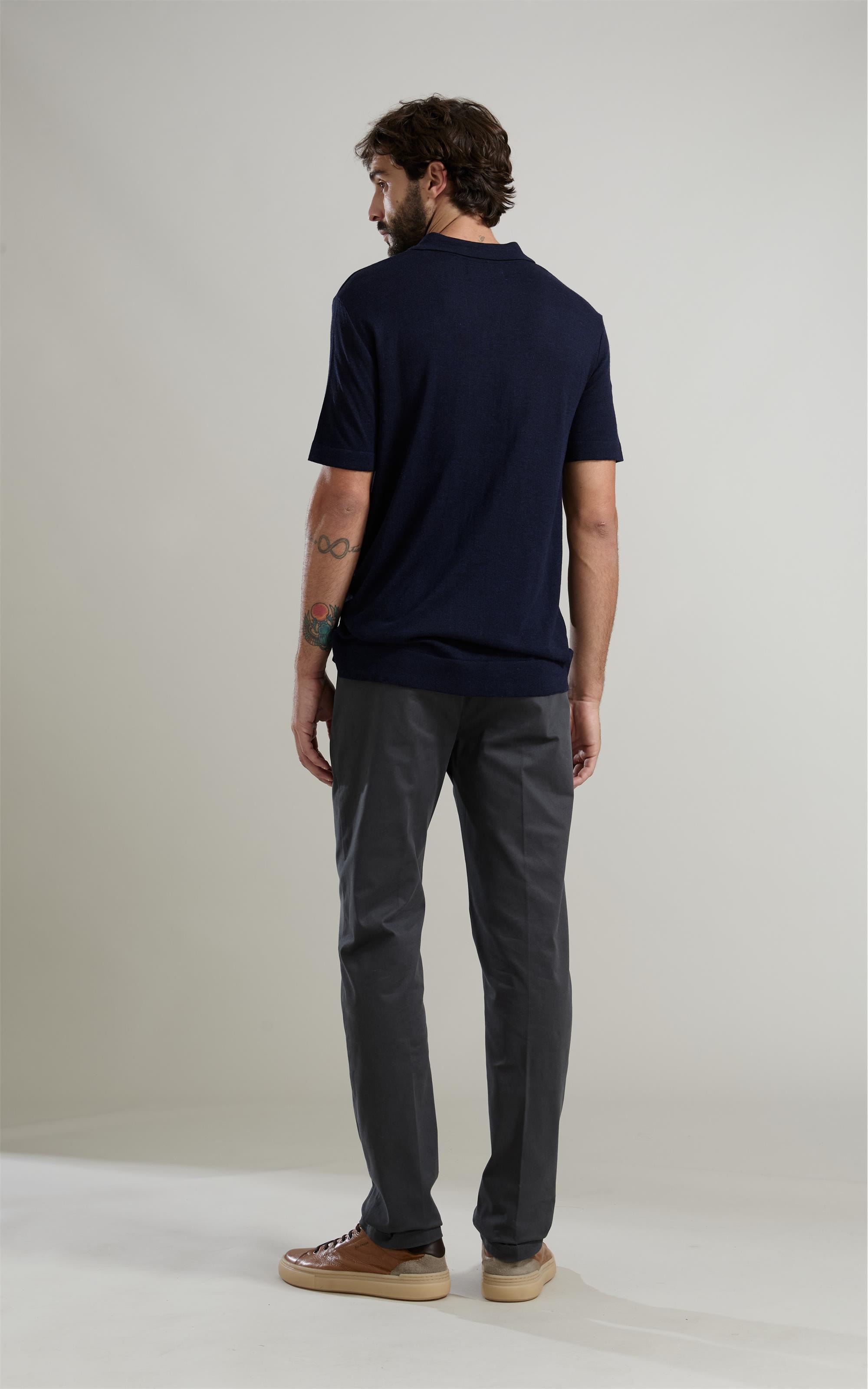 Tricot Polo Mm Mescla Bicolor Marinho Mescla