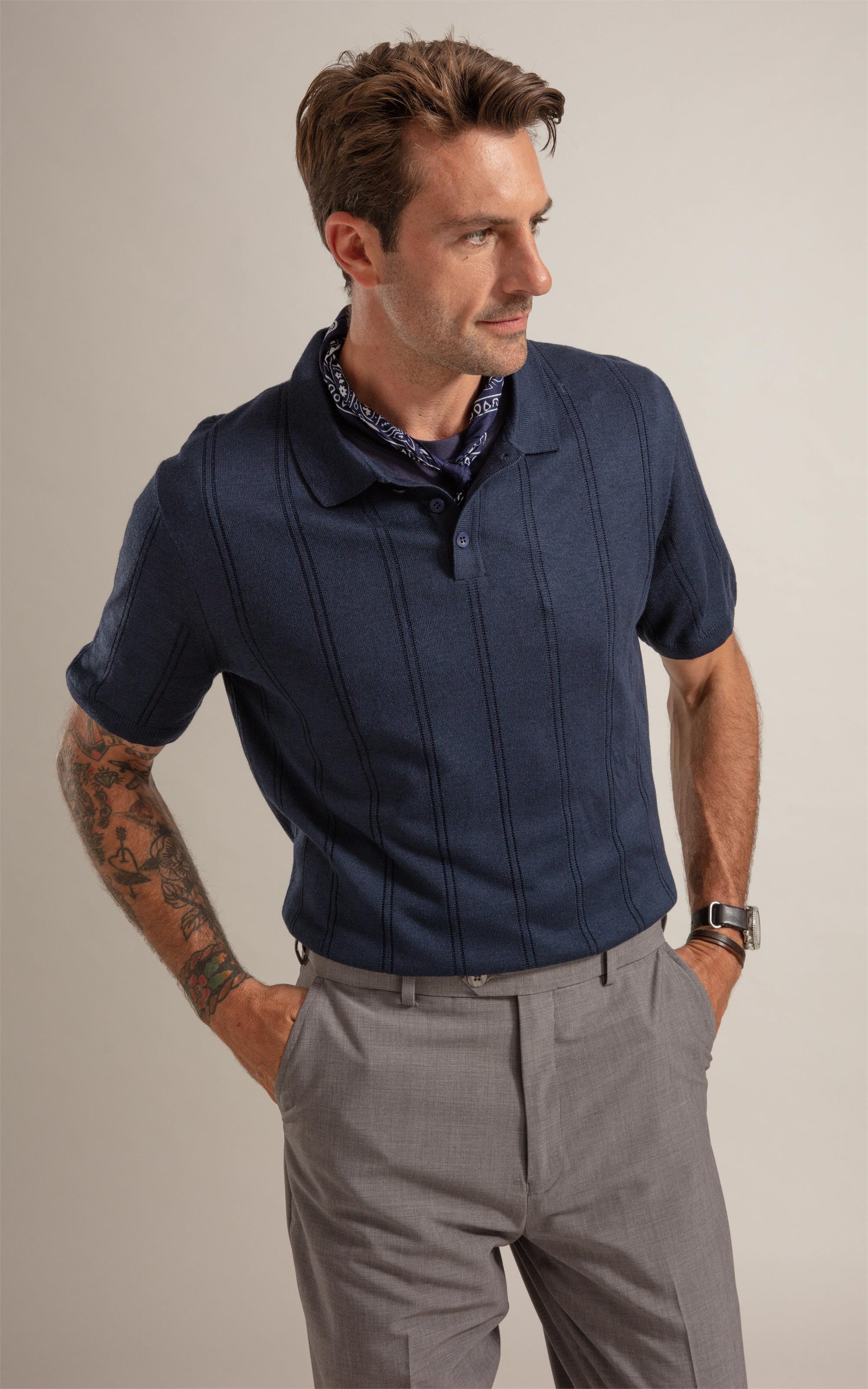 Tricot Polo Monza Mescla Marinho Mescla