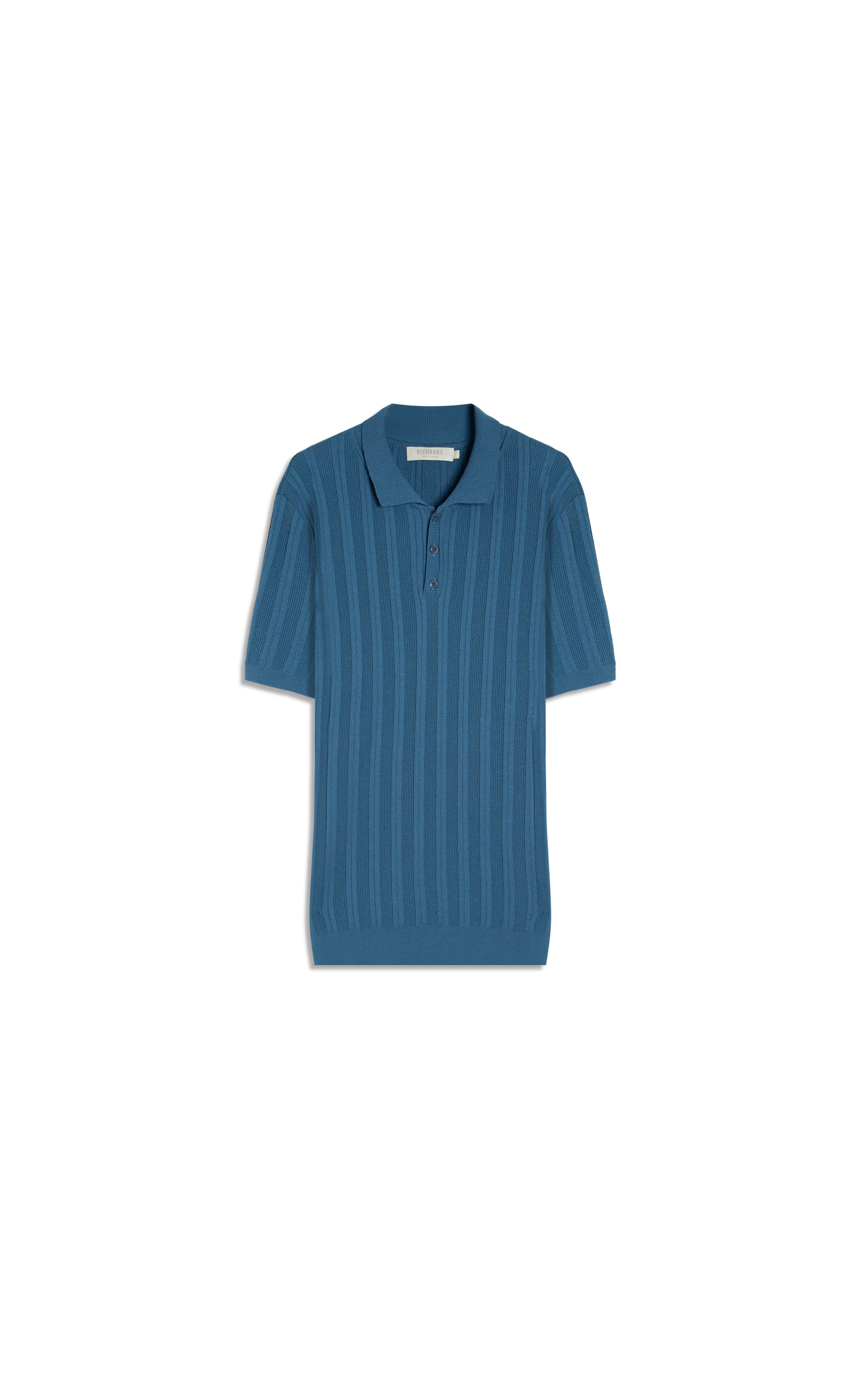Tricot Polo Oli Textura Mc Azul Jeans