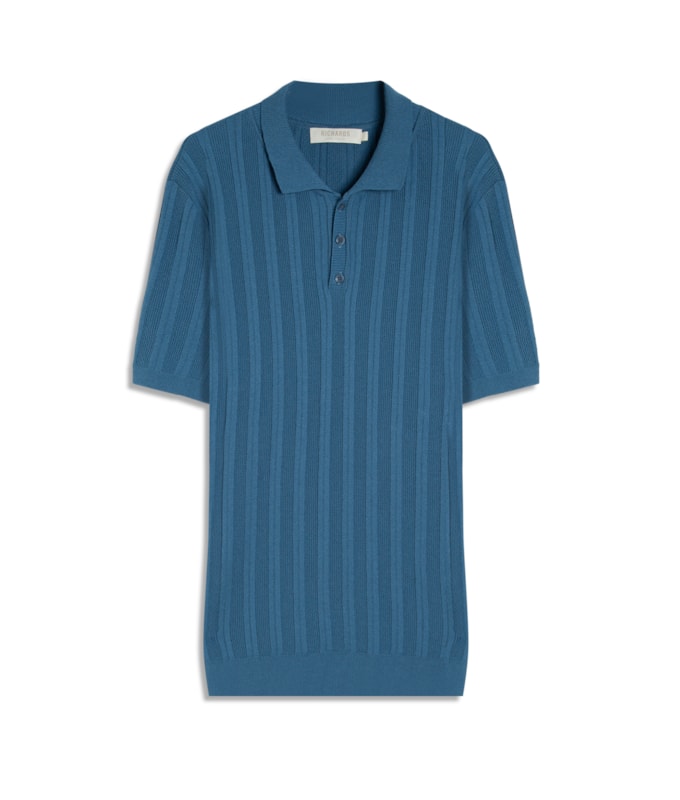 Tricot Polo Oli Textura Mc Azul Jeans