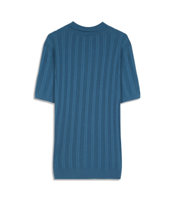 Tricot Polo Oli Textura Mc Azul Jeans