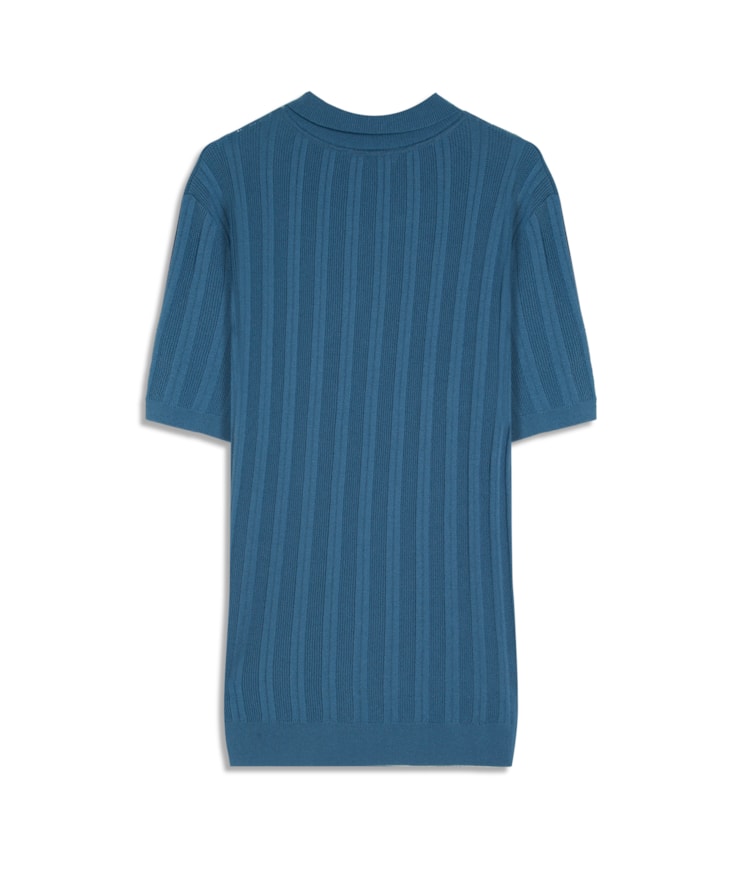 Tricot Polo Oli Textura Mc Azul Jeans