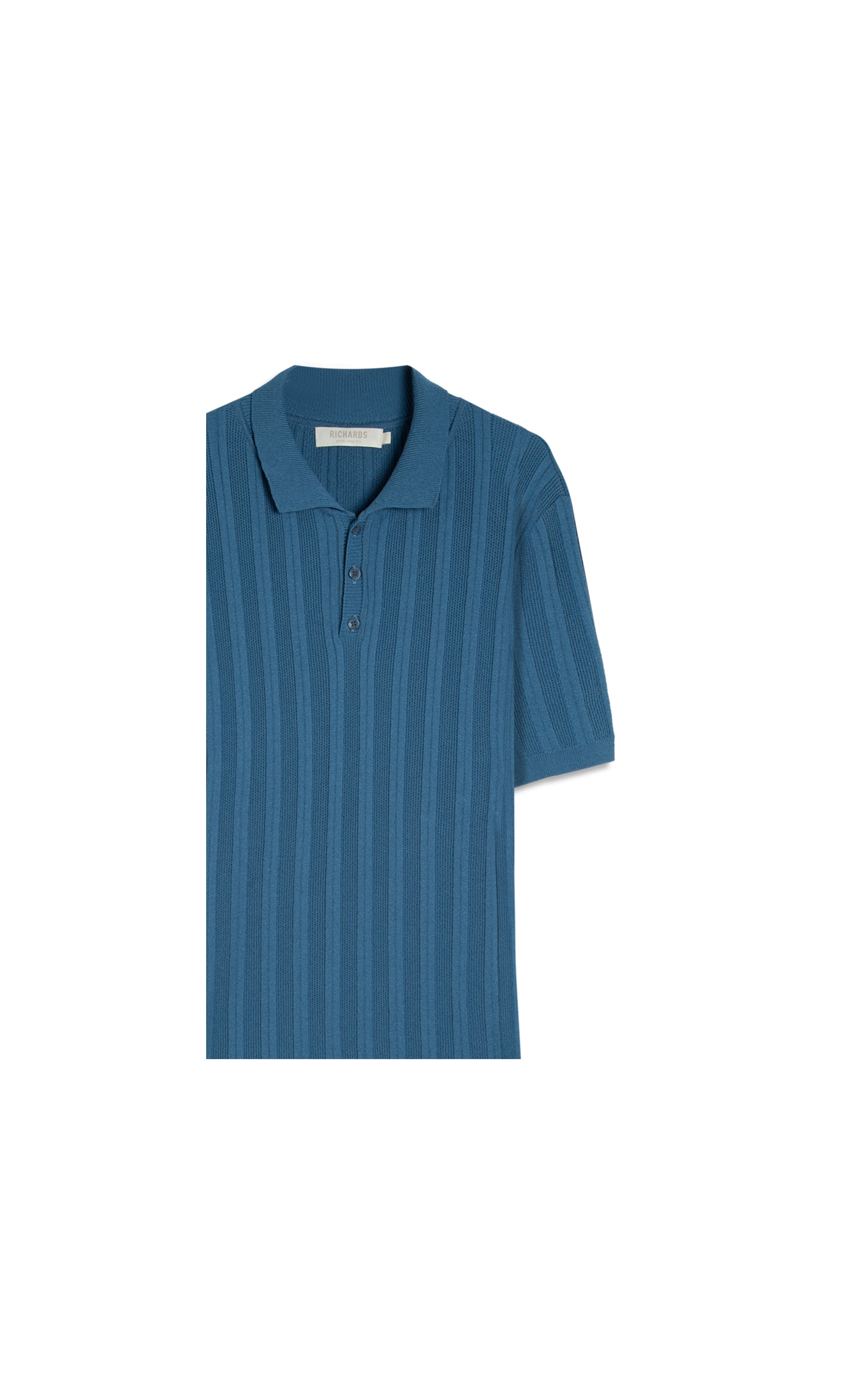 Tricot Polo Oli Textura Mc Azul Jeans