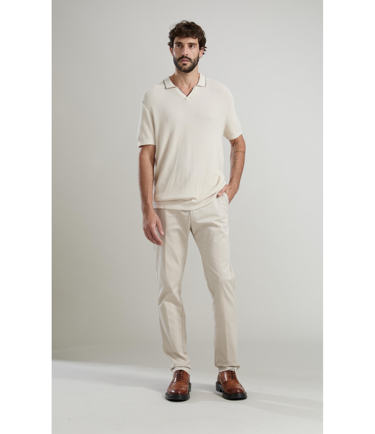 Tricot Polo Piquet Techno Mc Off White