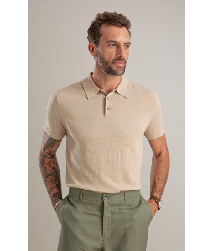 Tricot Polo Rael Linho Natural