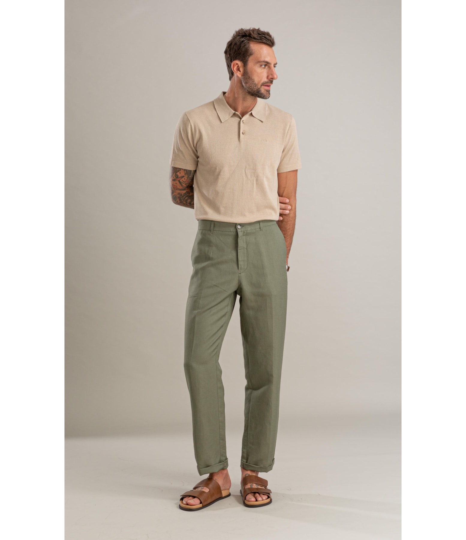 Tricot Polo Rael Linho Natural