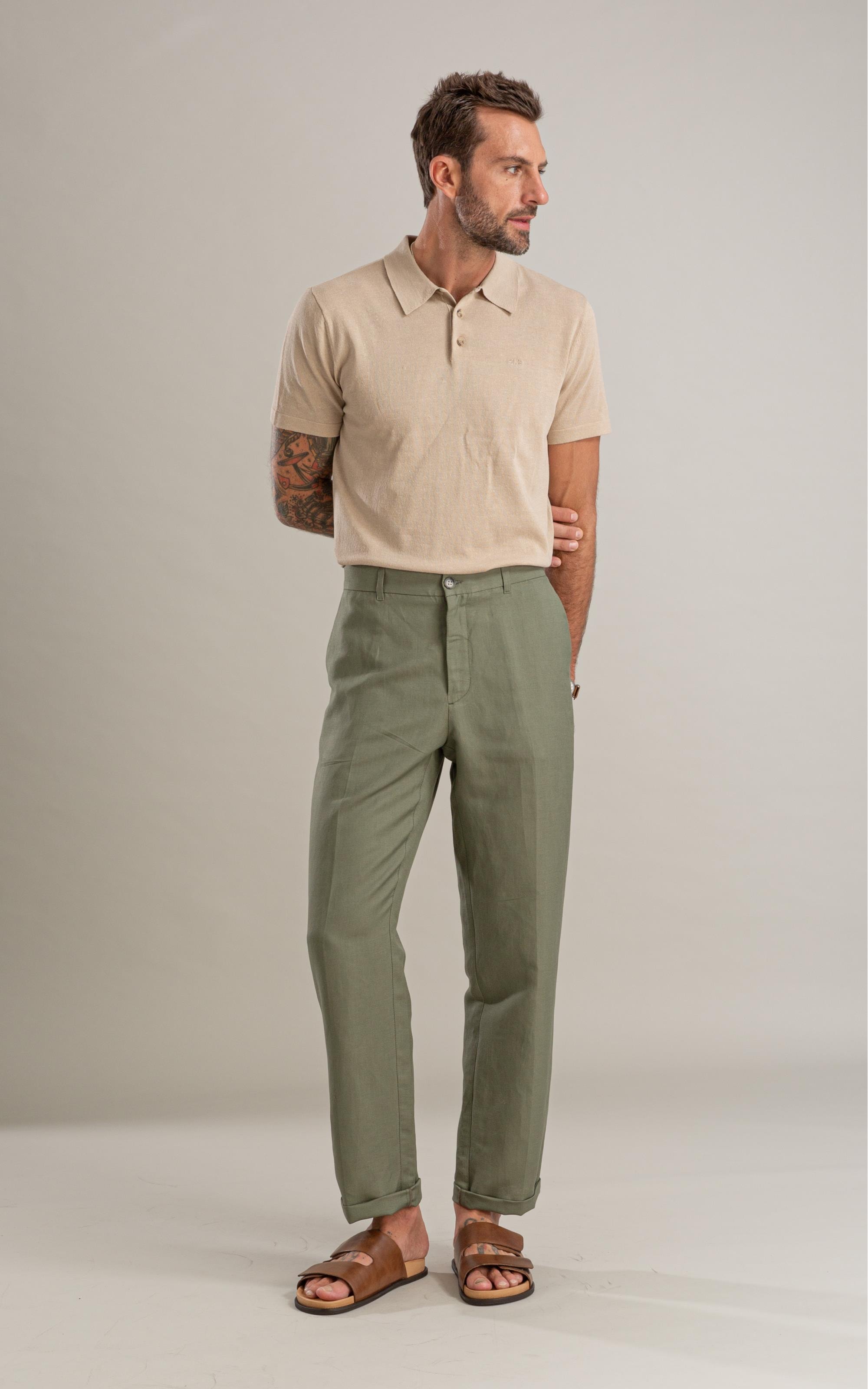 Tricot Polo Rael Linho Natural