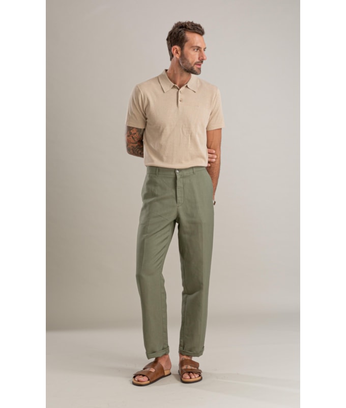 Tricot Polo Rael Linho Natural